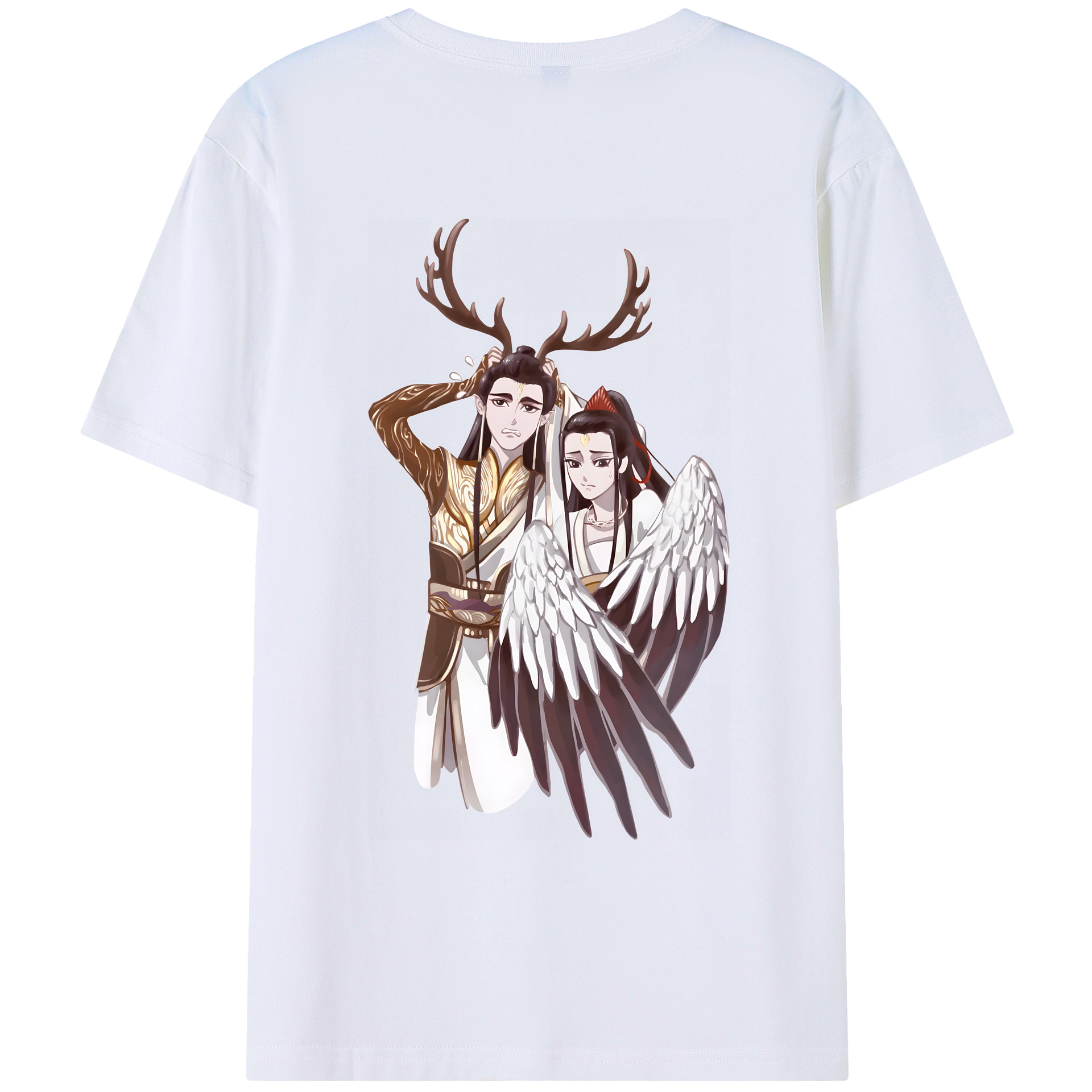 （画像用） Ne Zha 2 ナタ 魔童の大暴れ 綿100％ メンズ半袖Tシャツ（バックプリント） 通気性