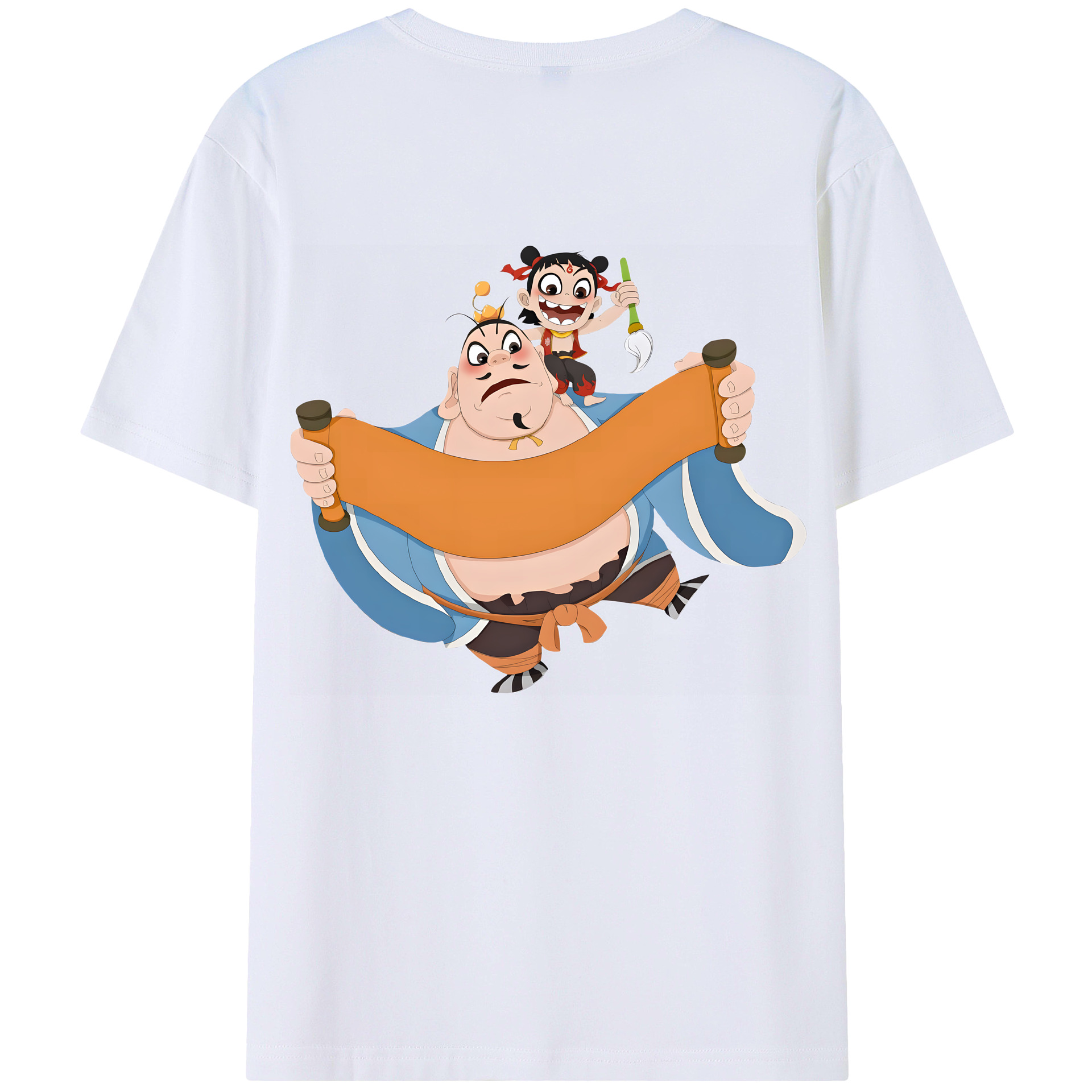 （画像用） Ne Zha 2 ナタ 魔童の大暴れ 綿100％ メンズ半袖Tシャツ（バックプリント） 通気性