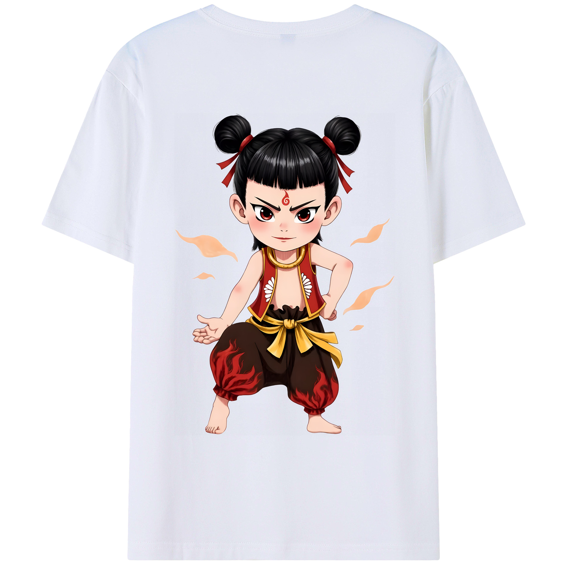 （画像用） Ne Zha 2 ナタ 魔童の大暴れ 綿100％ メンズ半袖Tシャツ（バックプリント） 通気性
