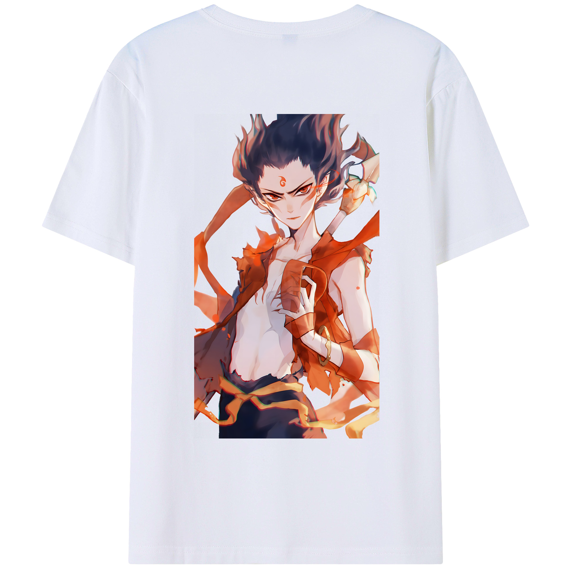 （画像用） Ne Zha 2 ナタ 魔童の大暴れ 綿100％ メンズ半袖Tシャツ（バックプリント） 通気性