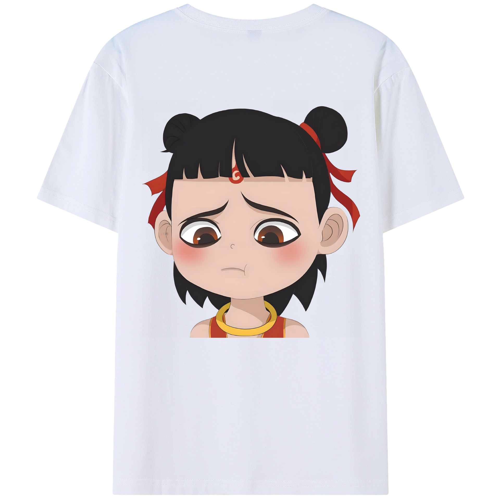 （画像用） Ne Zha 2 ナタ 魔童の大暴れ 綿100％ メンズ半袖Tシャツ（バックプリント） 通気性