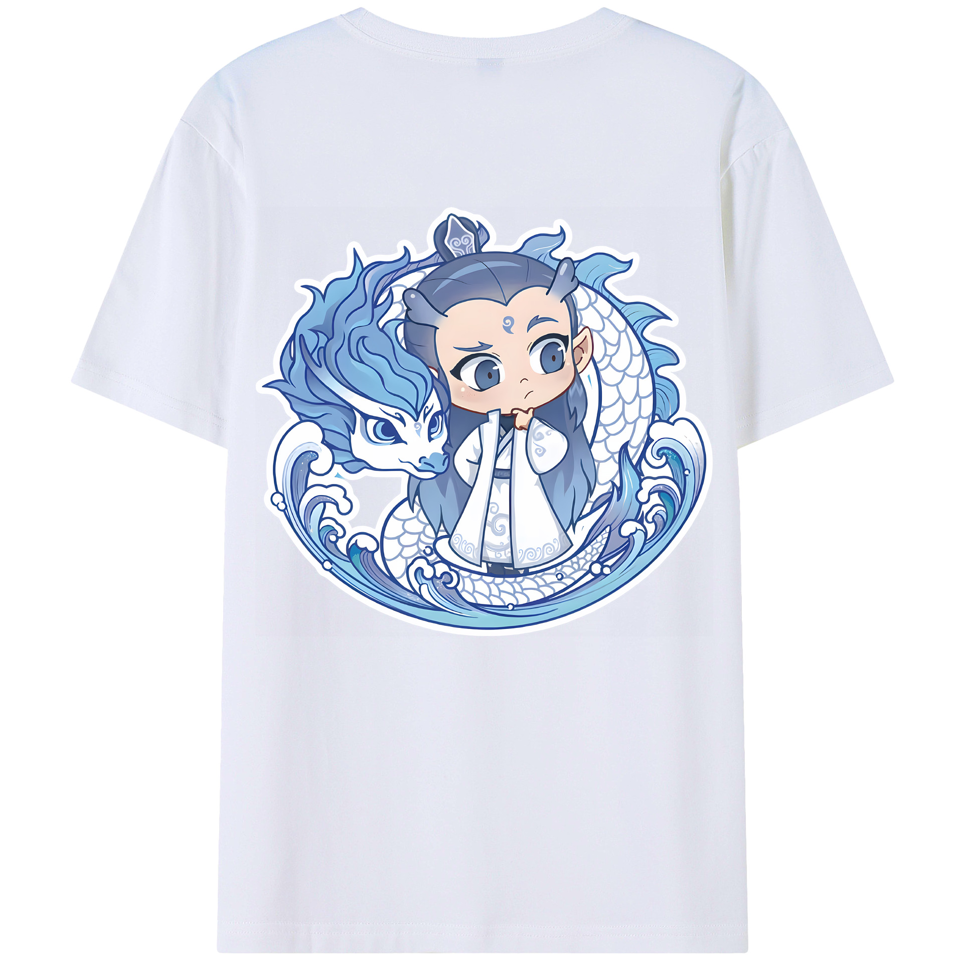 （画像用） Ne Zha 2 ナタ 魔童の大暴れ 綿100％ メンズ半袖Tシャツ（バックプリント） 通気性
