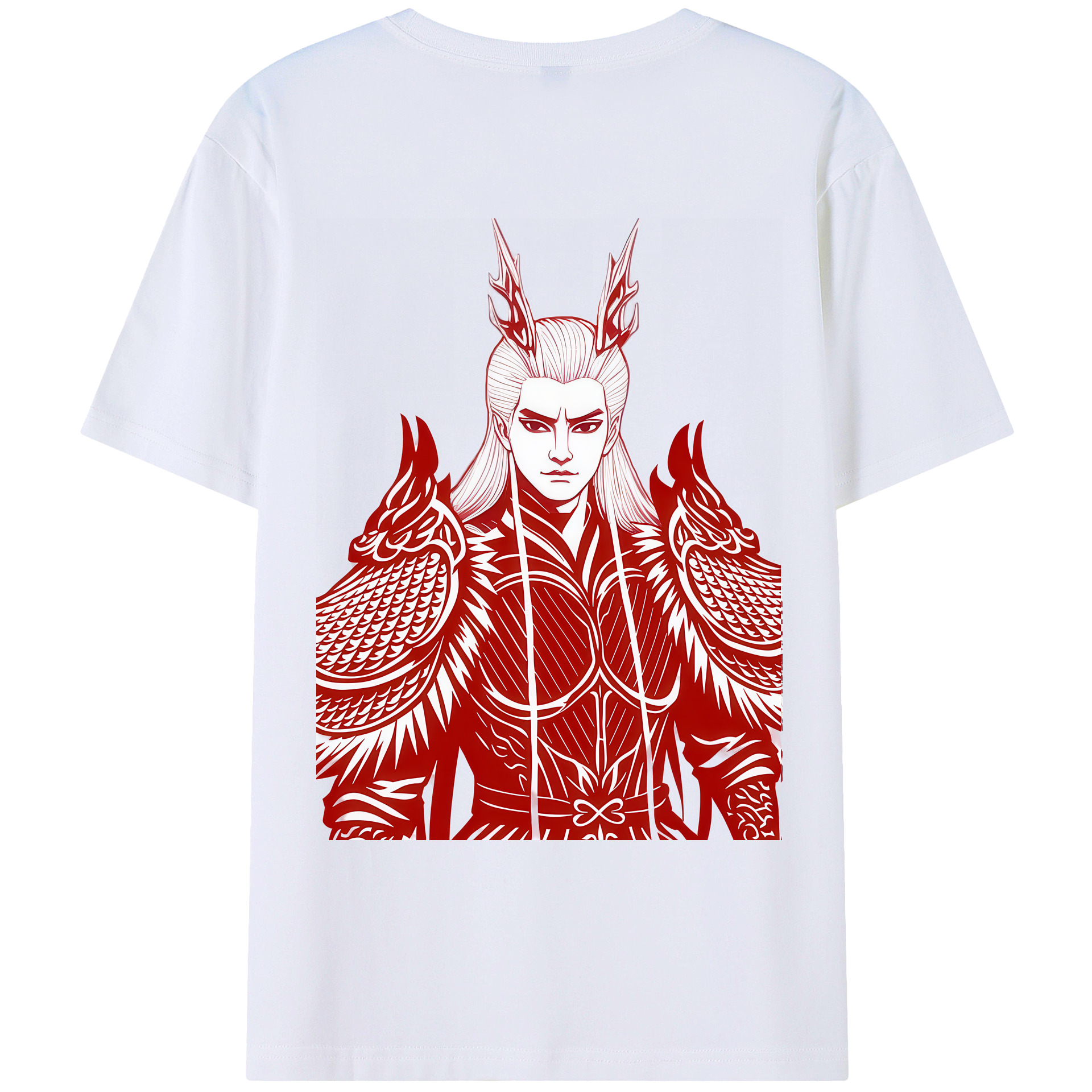 （画像用） Ne Zha 2 ナタ 魔童の大暴れ 綿100％ メンズ半袖Tシャツ（バックプリント） 通気性