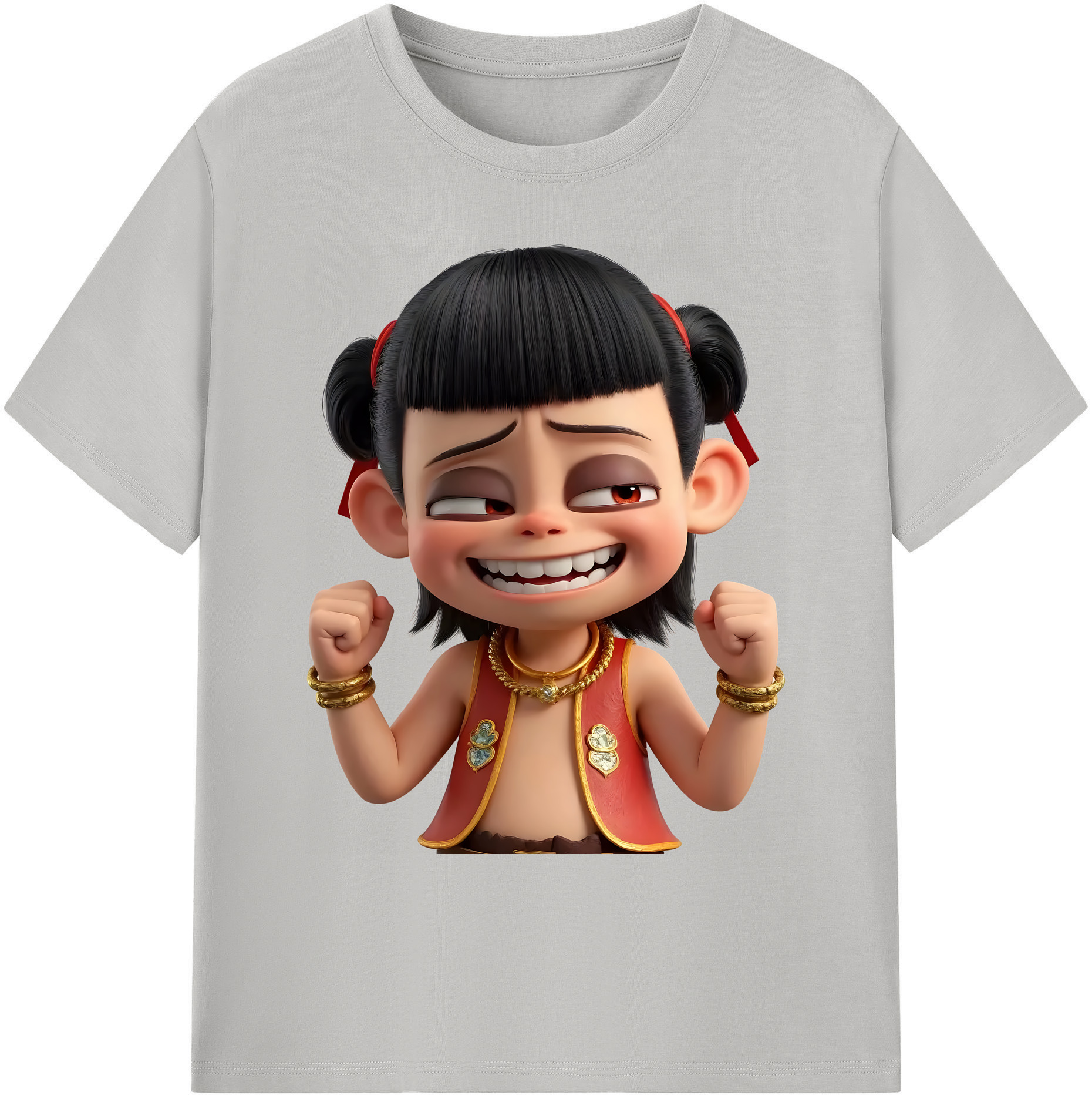 （画像用） Ne Zha 2 ナタ 魔童の大暴れ 綿100％ メンズ半袖Tシャツ｜肌触りやわらか＆通気性