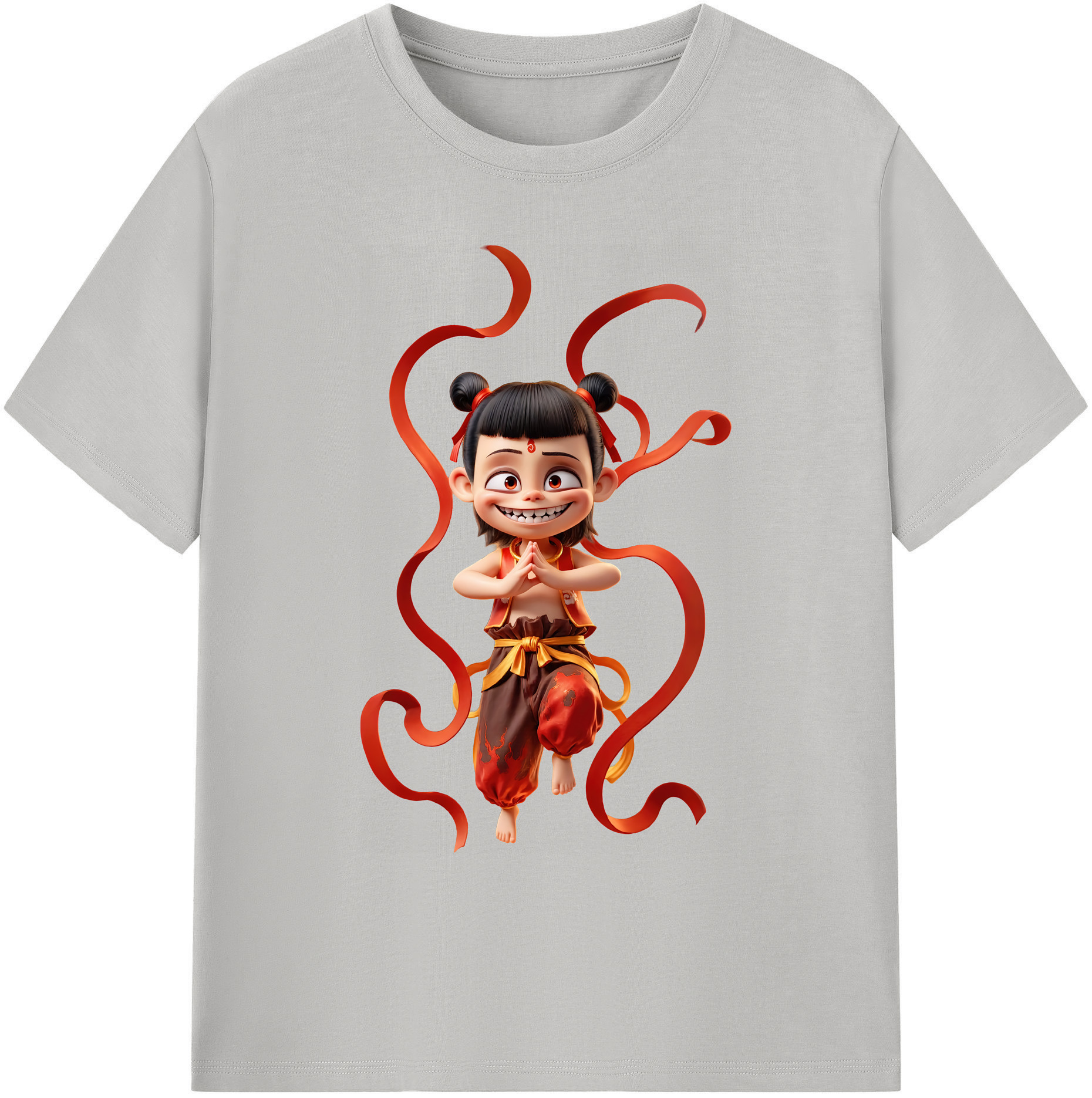 （画像用） Ne Zha 2 ナタ 魔童の大暴れ 綿100％ メンズ半袖Tシャツ｜肌触りやわらか＆通気性