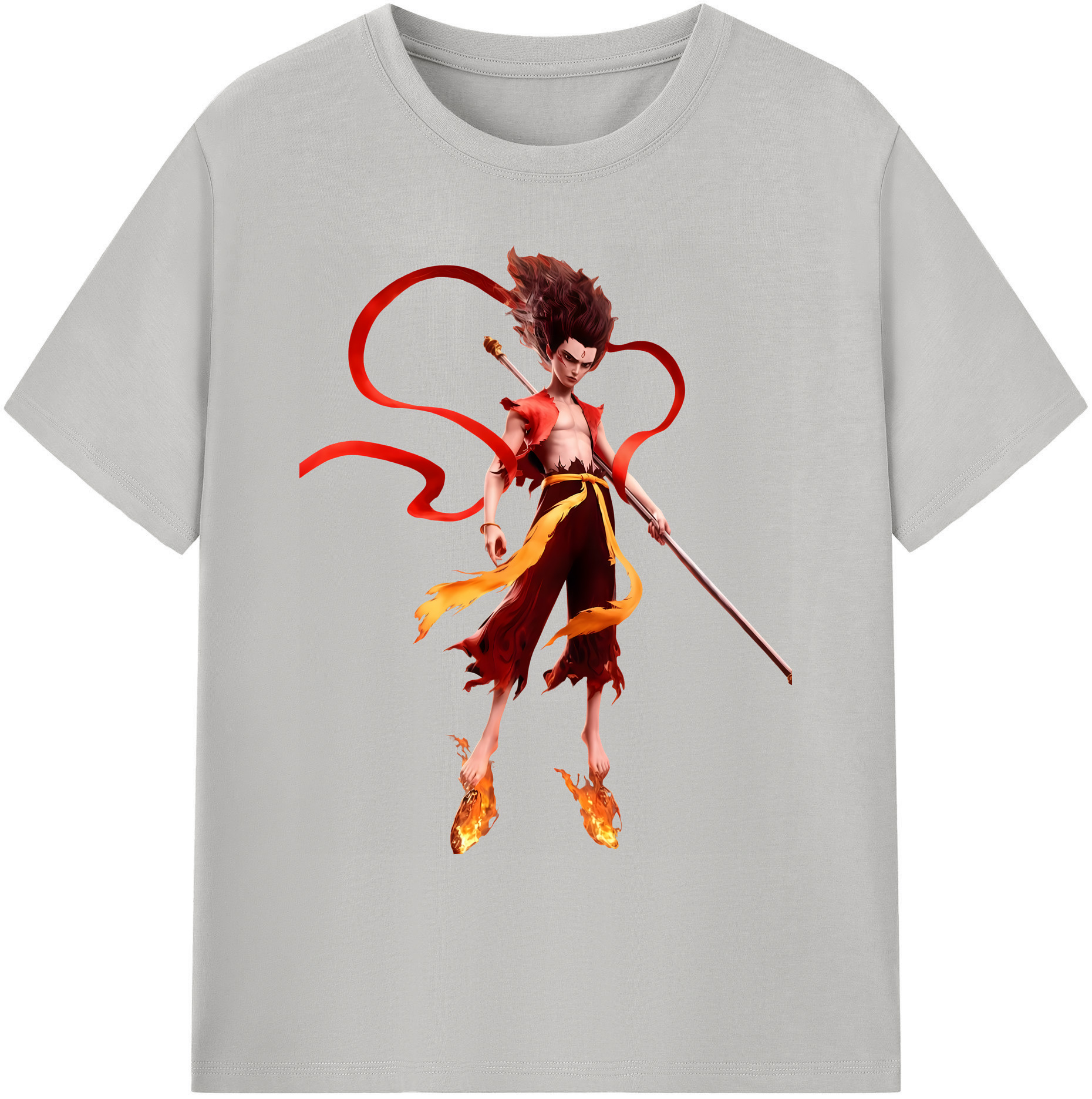 （画像用） Ne Zha 2 ナタ 魔童の大暴れ 綿100％ メンズ半袖Tシャツ｜肌触りやわらか＆通気性