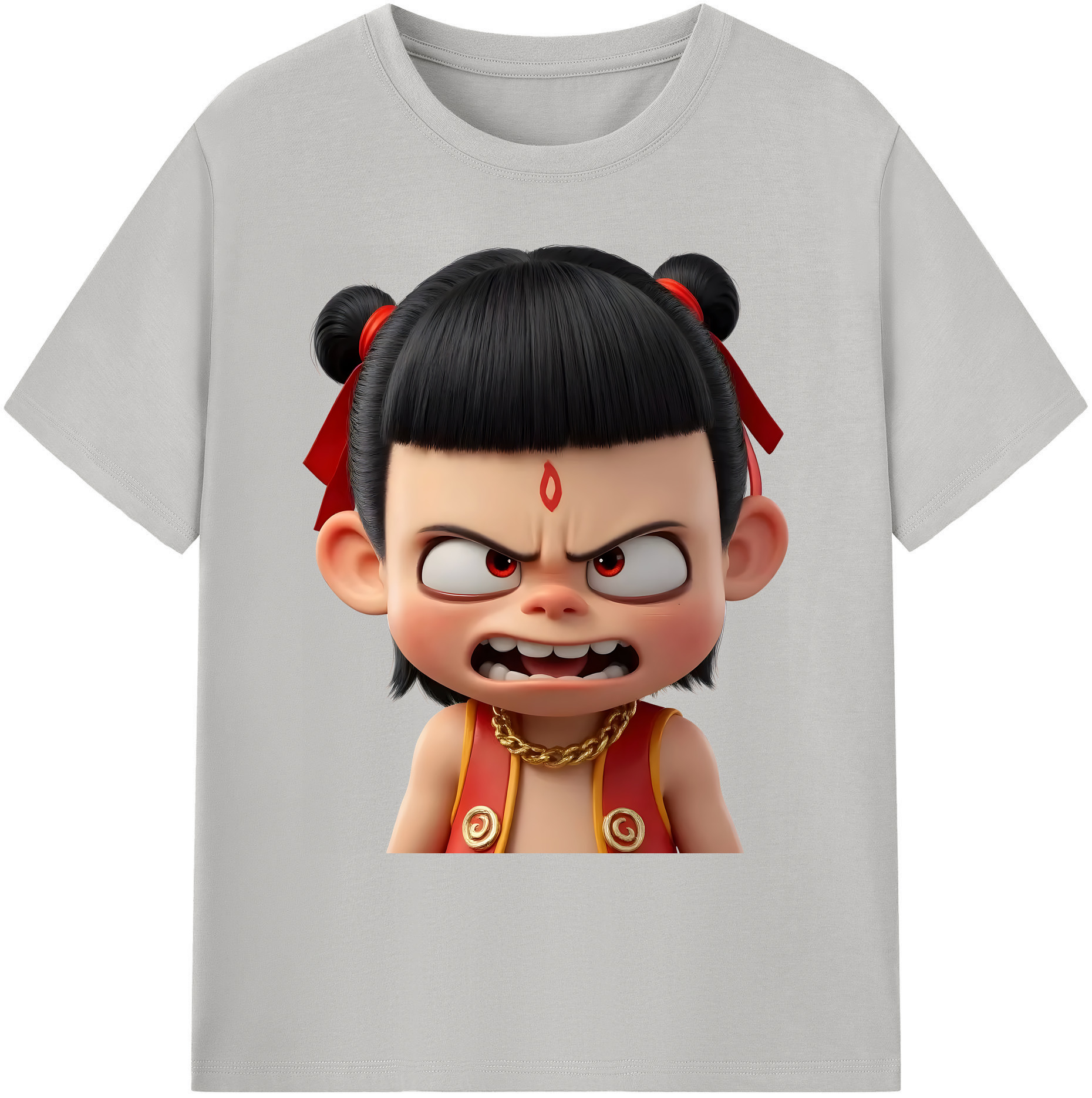 （画像用） Ne Zha 2 ナタ 魔童の大暴れ 綿100％ メンズ半袖Tシャツ｜肌触りやわらか＆通気性