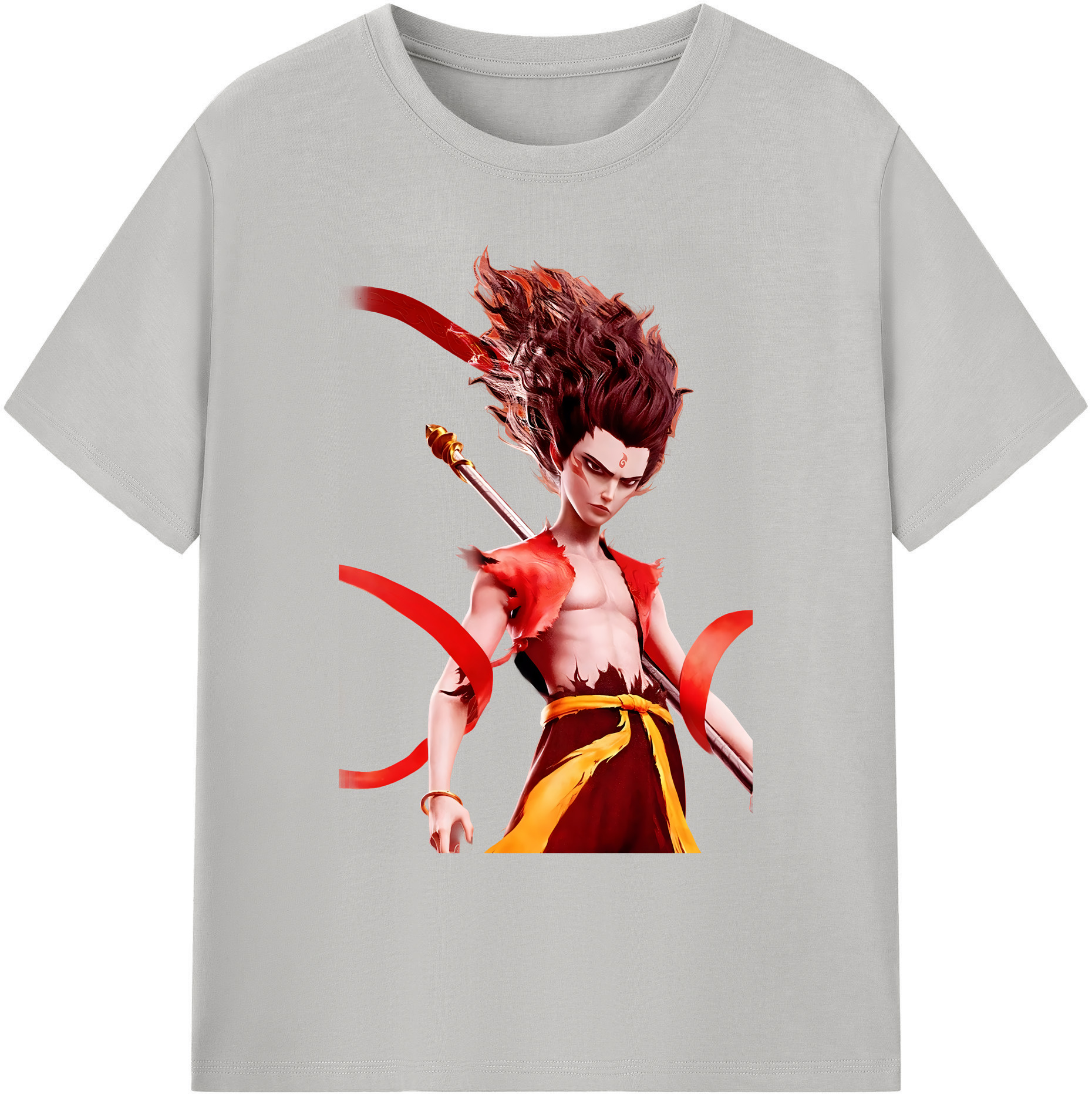 （画像用） Ne Zha 2 ナタ 魔童の大暴れ 綿100％ メンズ半袖Tシャツ｜肌触りやわらか＆通気性