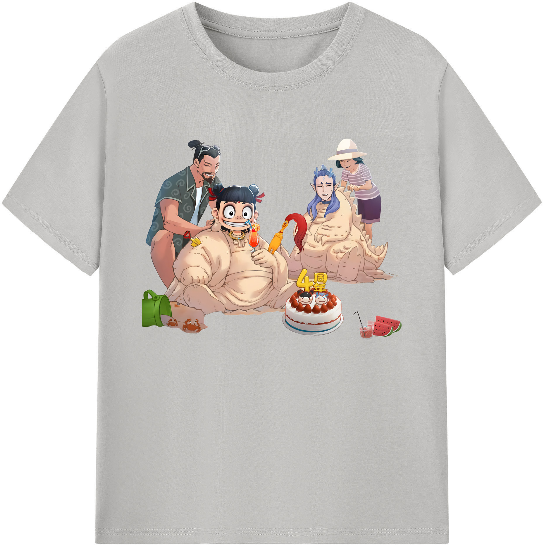 （画像用） Ne Zha 2 ナタ 魔童の大暴れ 綿100％ メンズ半袖Tシャツ｜肌触りやわらか＆通気性