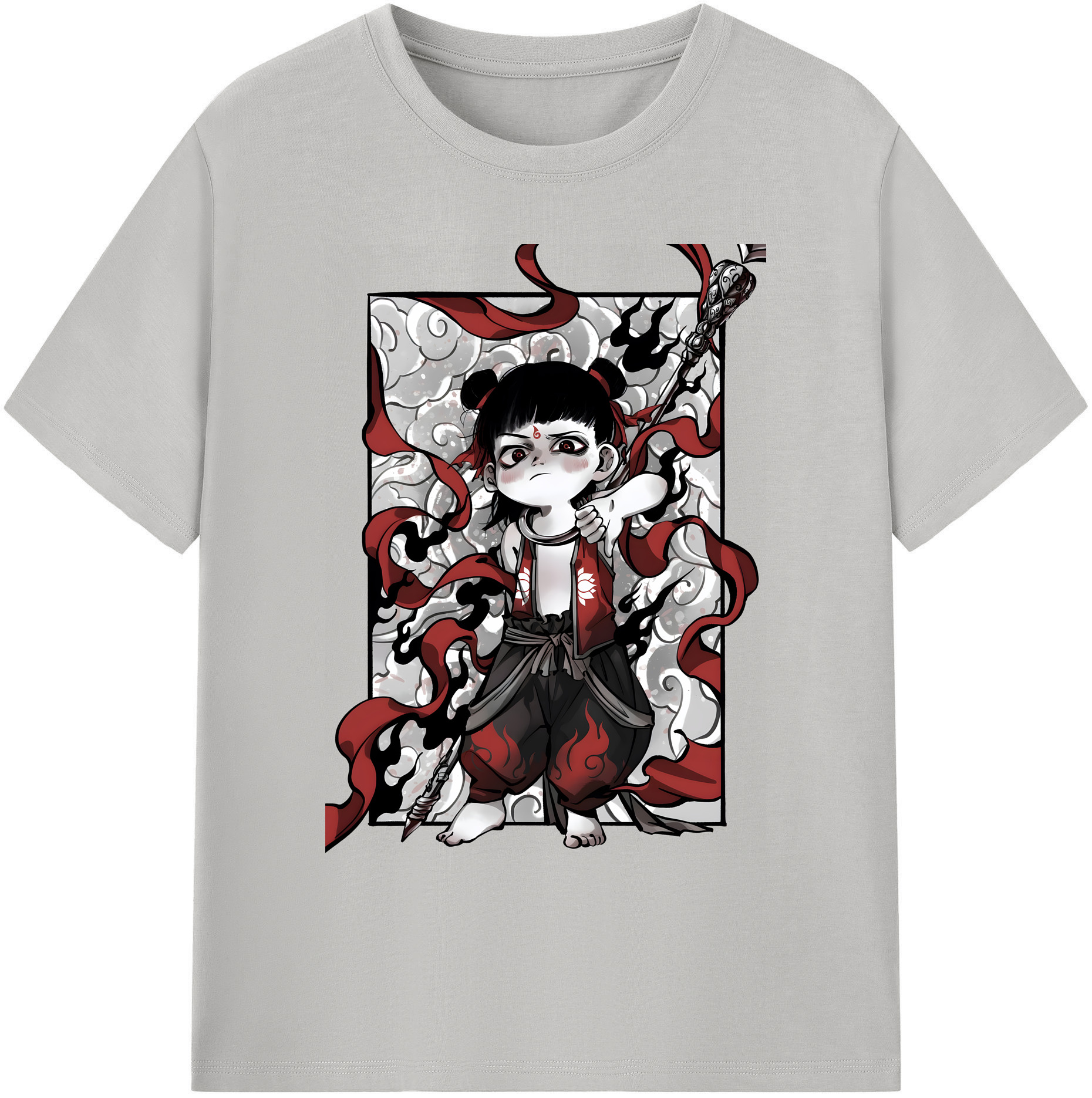 （画像用） Ne Zha 2 ナタ 魔童の大暴れ 綿100％ メンズ半袖Tシャツ｜肌触りやわらか＆通気性