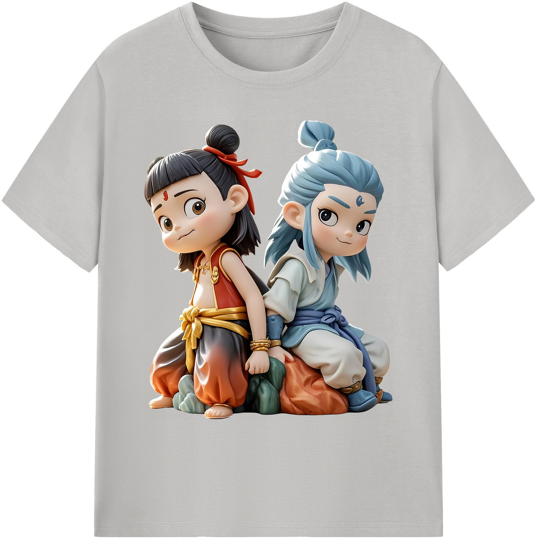 （画像用） Ne Zha 2 ナタ 魔童の大暴れ 綿100％ メンズ半袖Tシャツ｜肌触りやわらか＆通気性