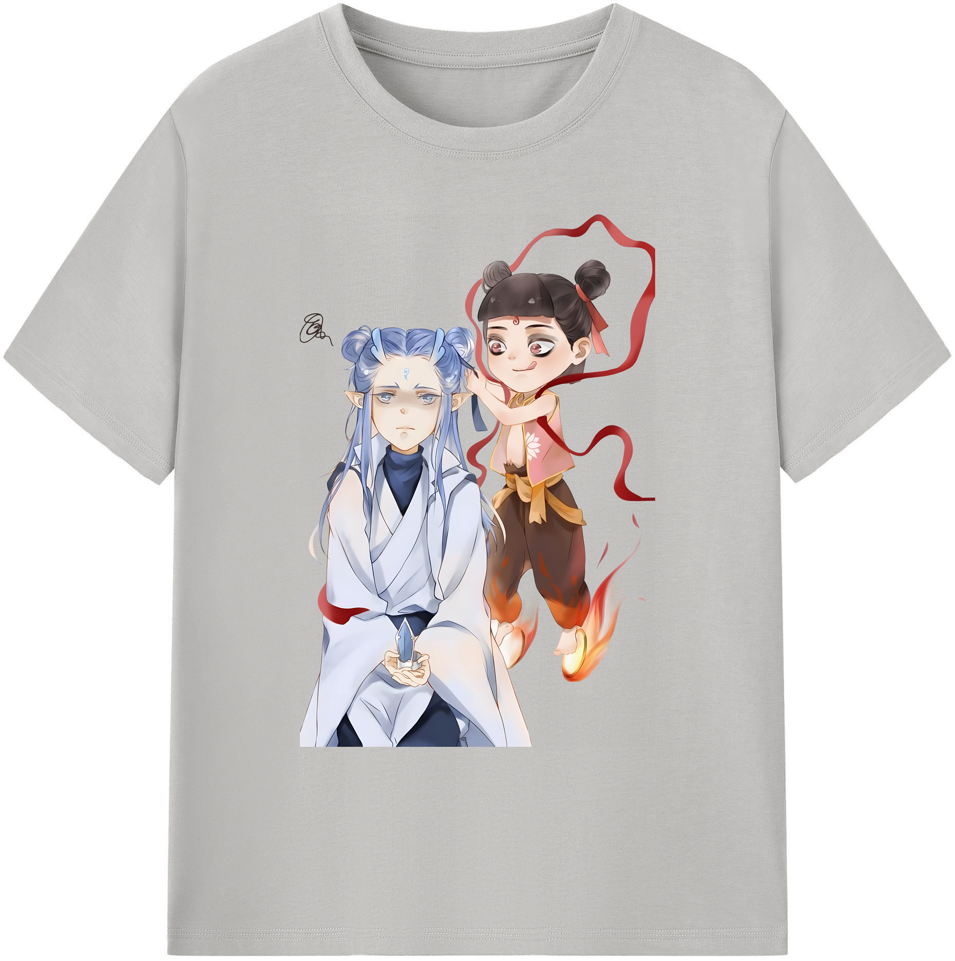 （画像用） Ne Zha 2 ナタ 魔童の大暴れ 綿100％ メンズ半袖Tシャツ｜肌触りやわらか＆通気性