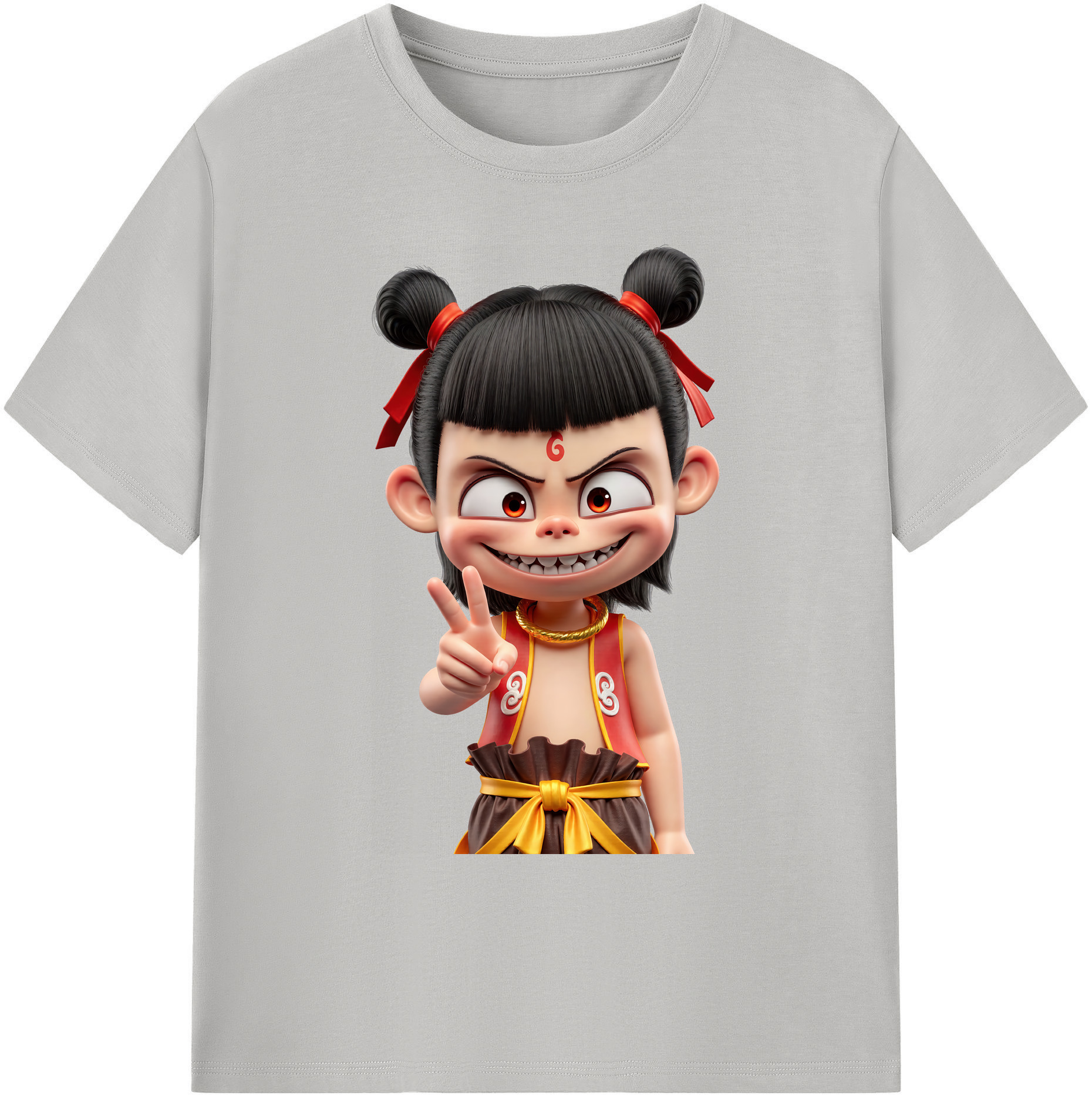 （画像用） Ne Zha 2 ナタ 魔童の大暴れ 綿100％ メンズ半袖Tシャツ｜肌触りやわらか＆通気性