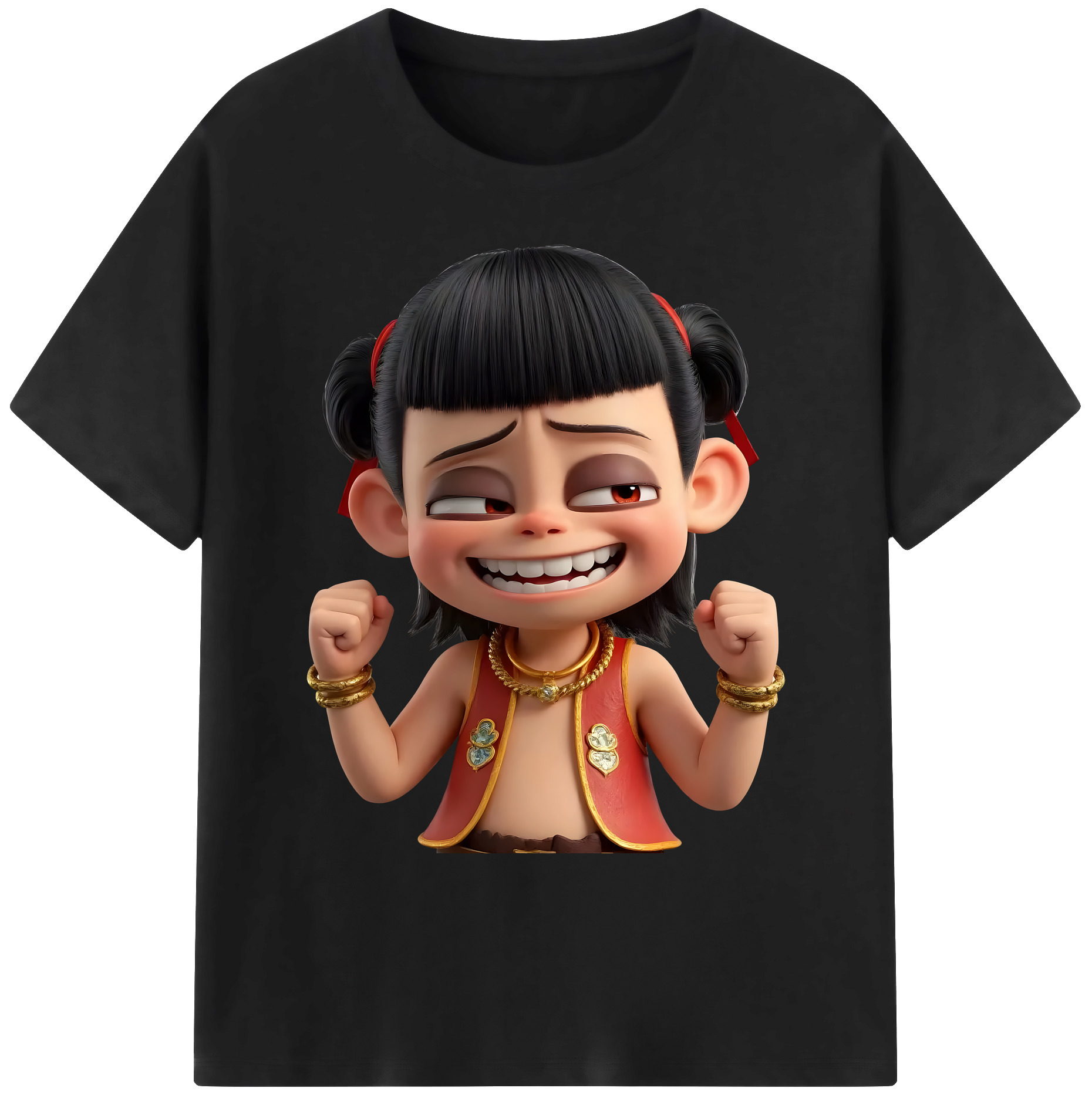 （画像用） Ne Zha 2 ナタ 魔童の大暴れ 綿100％ メンズ半袖Tシャツ｜肌触りやわらか＆通気性