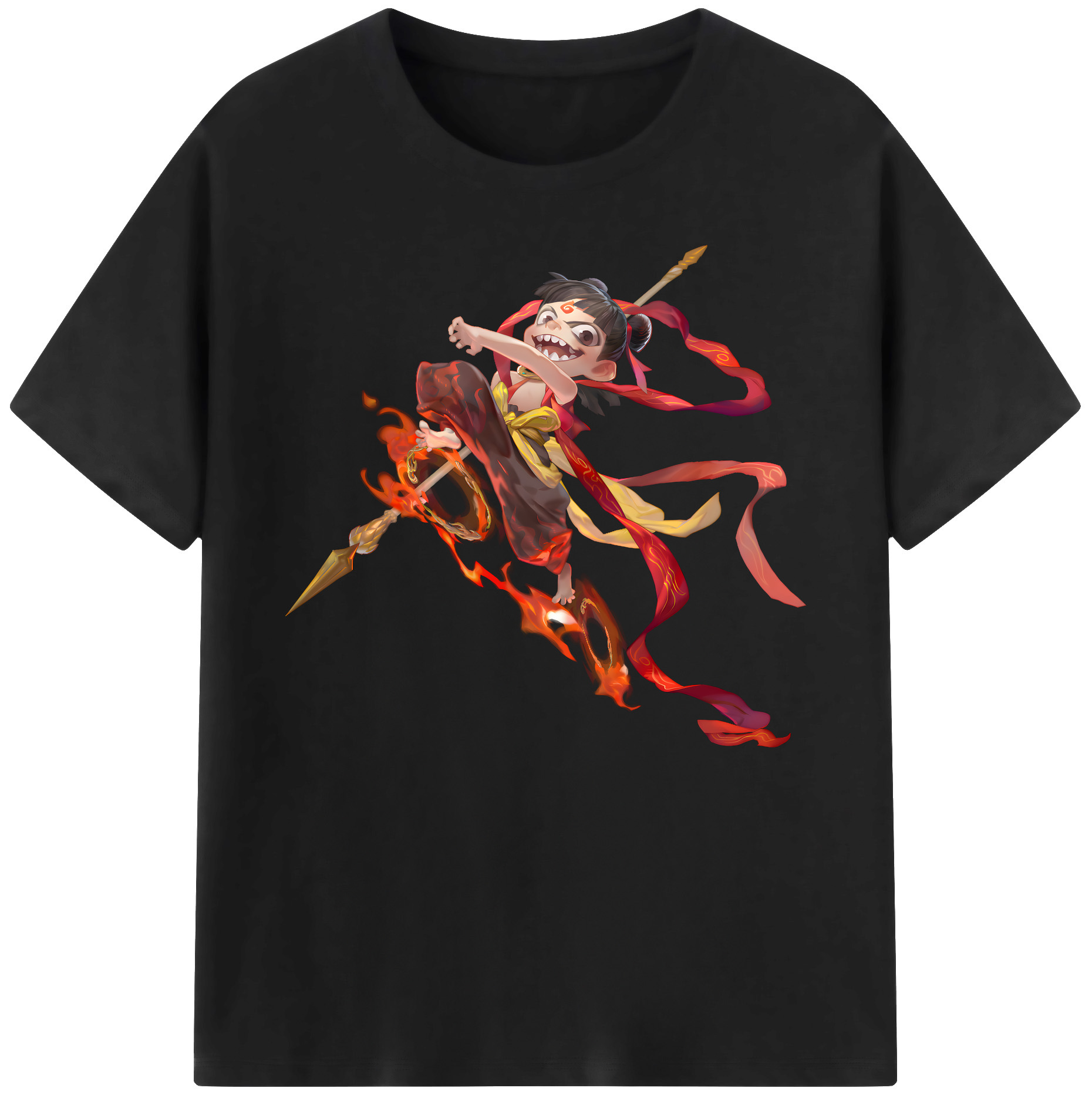 （画像用） Ne Zha 2 ナタ 魔童の大暴れ 綿100％ メンズ半袖Tシャツ｜肌触りやわらか＆通気性
