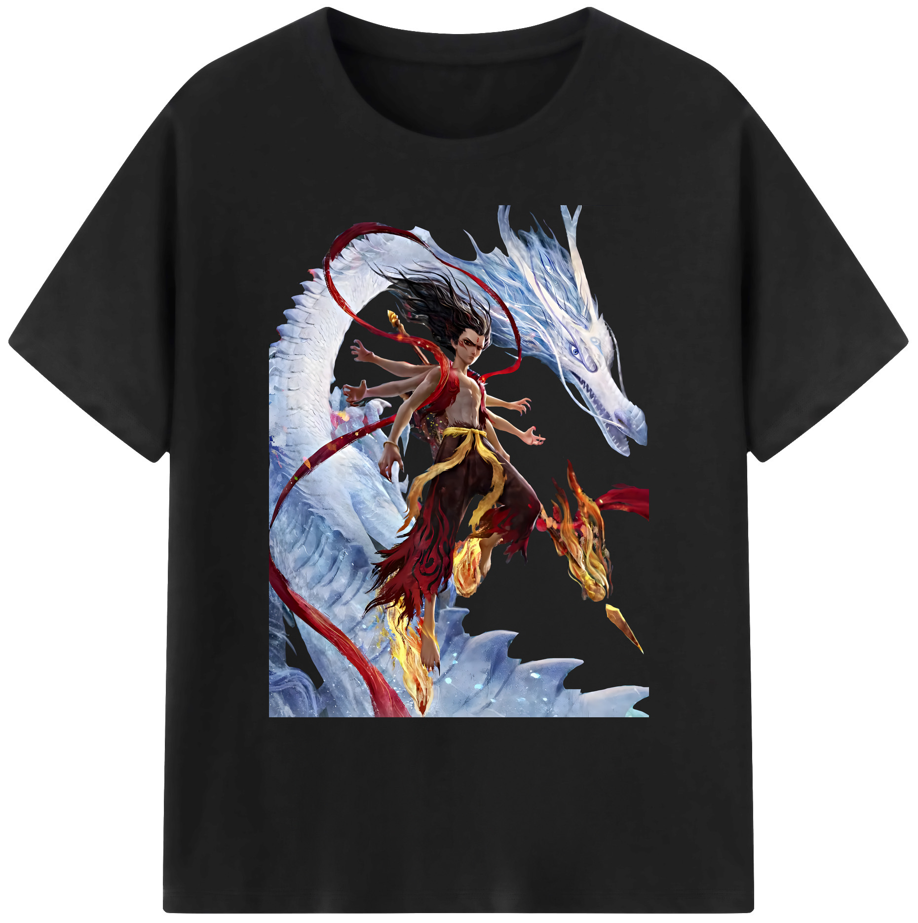 （画像用） Ne Zha 2 ナタ 魔童の大暴れ 綿100％ メンズ半袖Tシャツ｜肌触りやわらか＆通気性