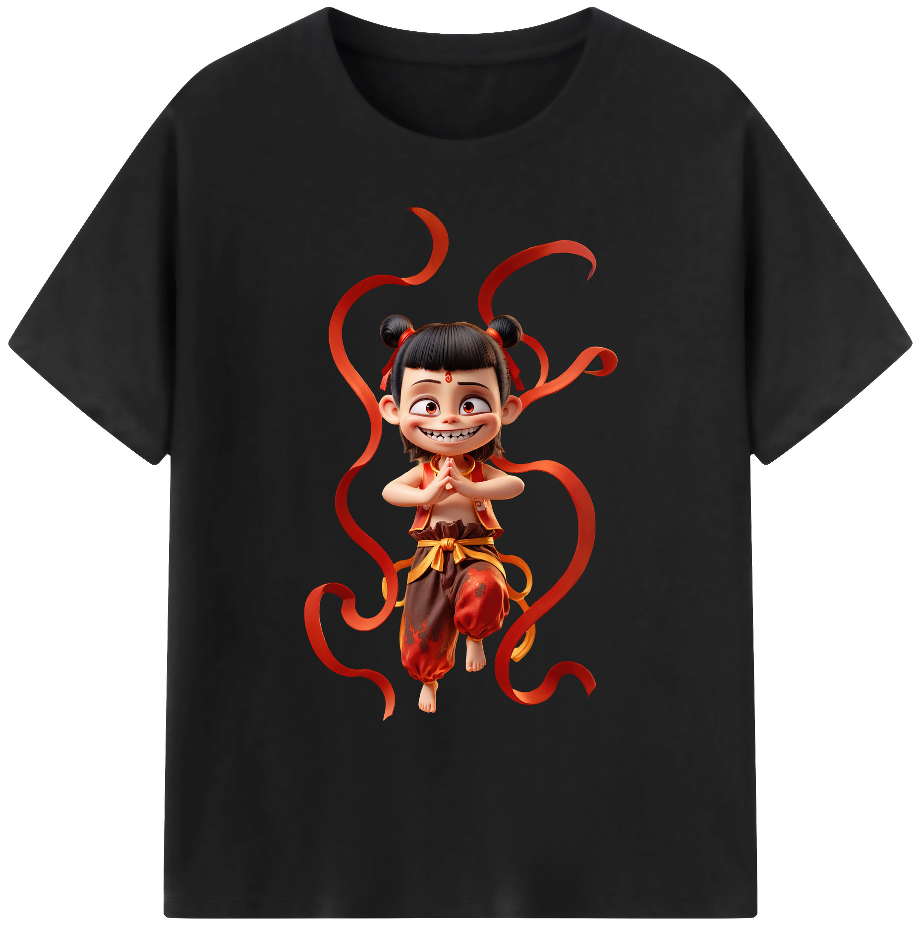 （画像用） Ne Zha 2 ナタ 魔童の大暴れ 綿100％ メンズ半袖Tシャツ｜肌触りやわらか＆通気性