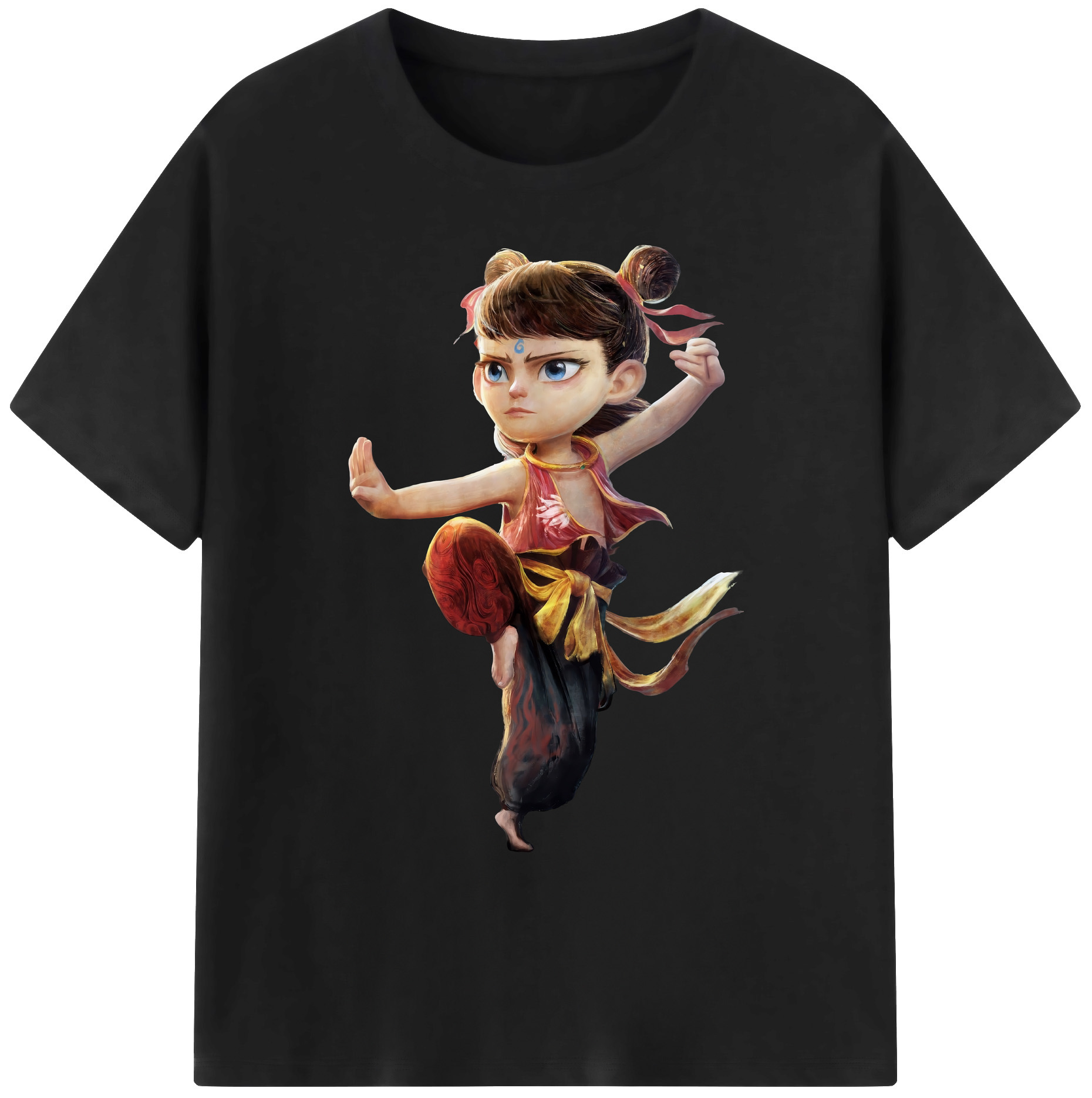 （画像用） Ne Zha 2 ナタ 魔童の大暴れ 綿100％ メンズ半袖Tシャツ｜肌触りやわらか＆通気性
