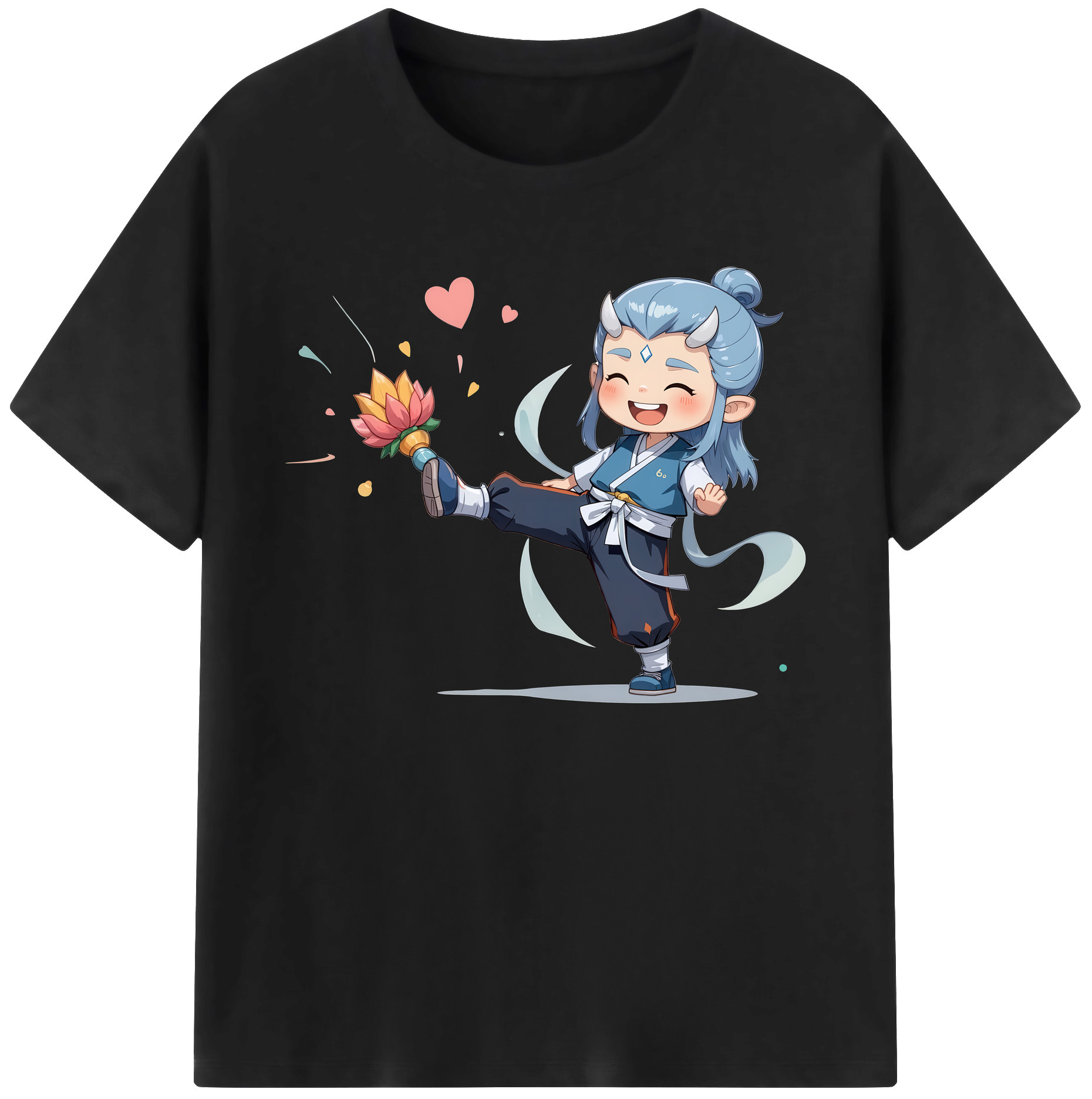（画像用） Ne Zha 2 ナタ 魔童の大暴れ 綿100％ メンズ半袖Tシャツ｜肌触りやわらか＆通気性