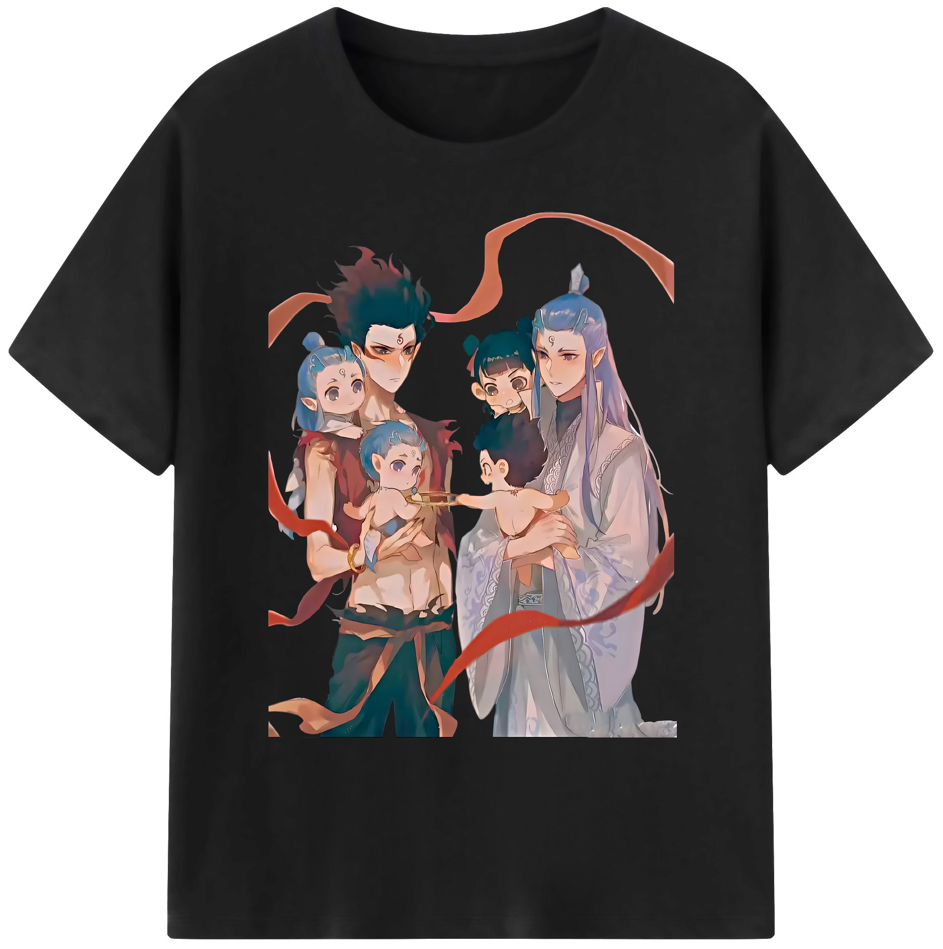 （画像用） Ne Zha 2 ナタ 魔童の大暴れ 綿100％ メンズ半袖Tシャツ｜肌触りやわらか＆通気性