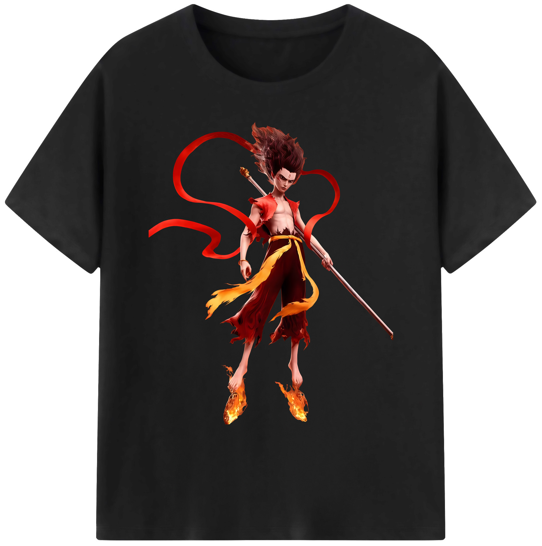 （画像用） Ne Zha 2 ナタ 魔童の大暴れ 綿100％ メンズ半袖Tシャツ｜肌触りやわらか＆通気性