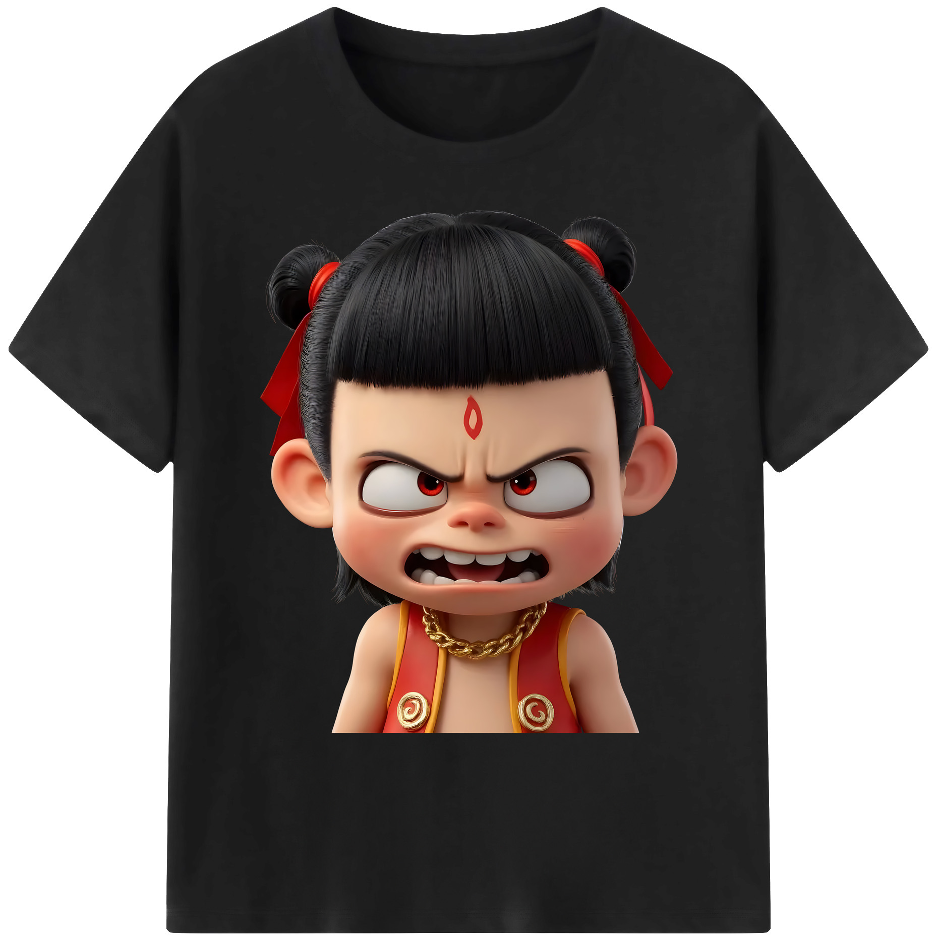 （画像用） Ne Zha 2 ナタ 魔童の大暴れ 綿100％ メンズ半袖Tシャツ｜肌触りやわらか＆通気性