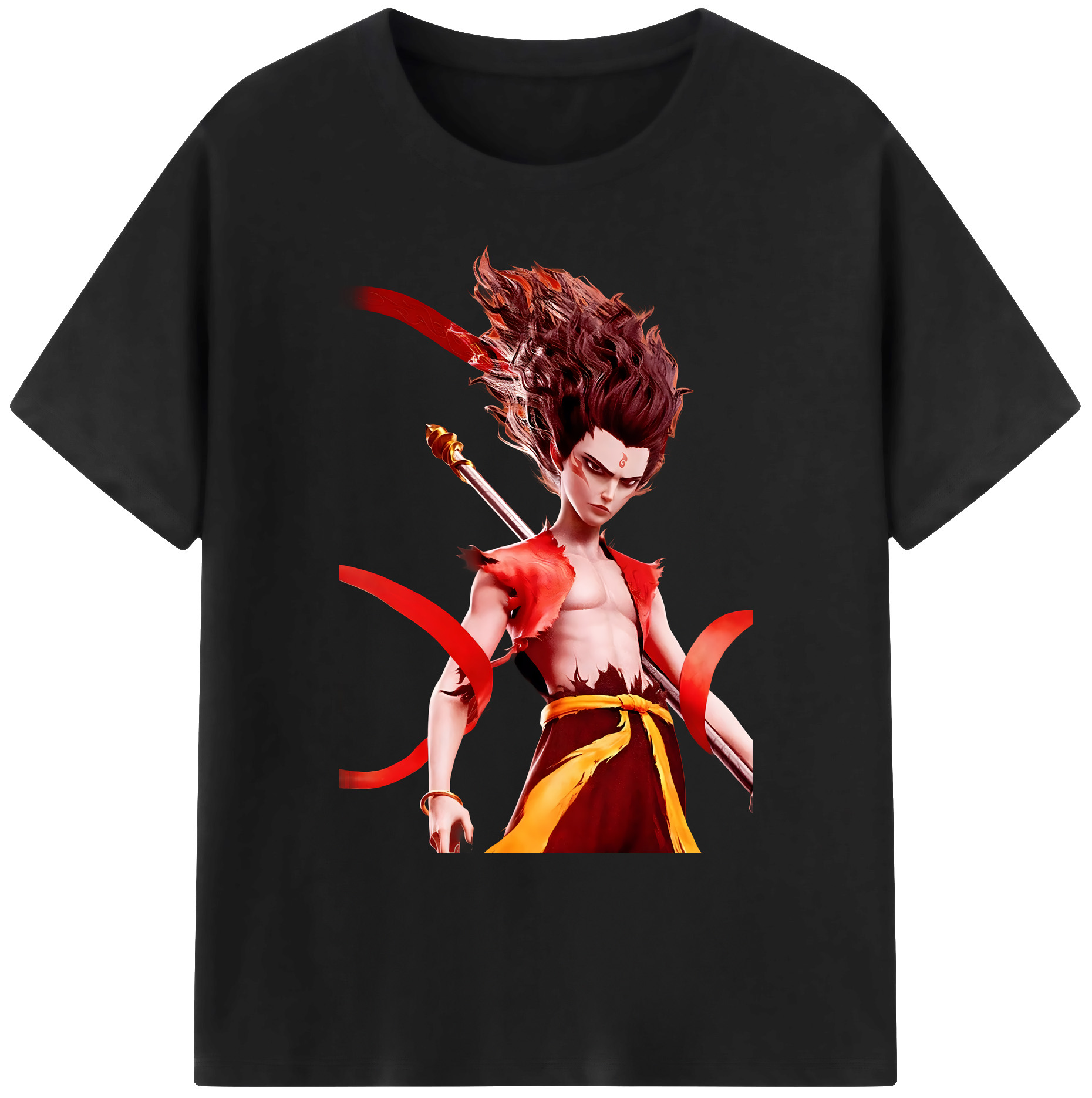 （画像用） Ne Zha 2 ナタ 魔童の大暴れ 綿100％ メンズ半袖Tシャツ｜肌触りやわらか＆通気性