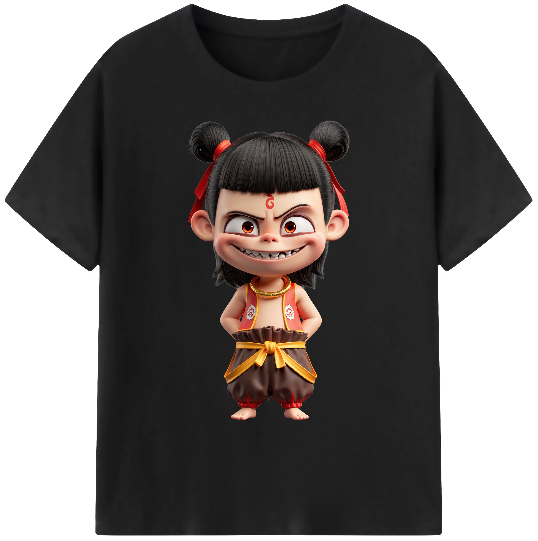 （画像用） Ne Zha 2 ナタ 魔童の大暴れ 綿100％ メンズ半袖Tシャツ｜肌触りやわらか＆通気性