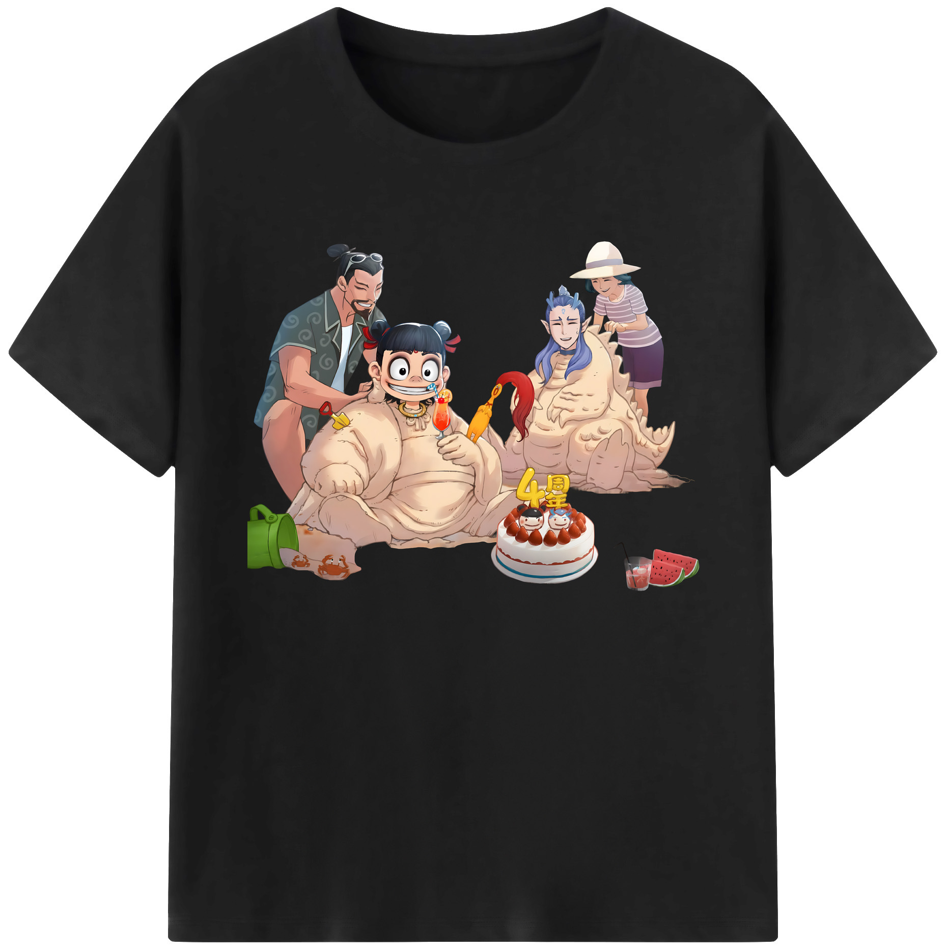 （画像用） Ne Zha 2 ナタ 魔童の大暴れ 綿100％ メンズ半袖Tシャツ｜肌触りやわらか＆通気性