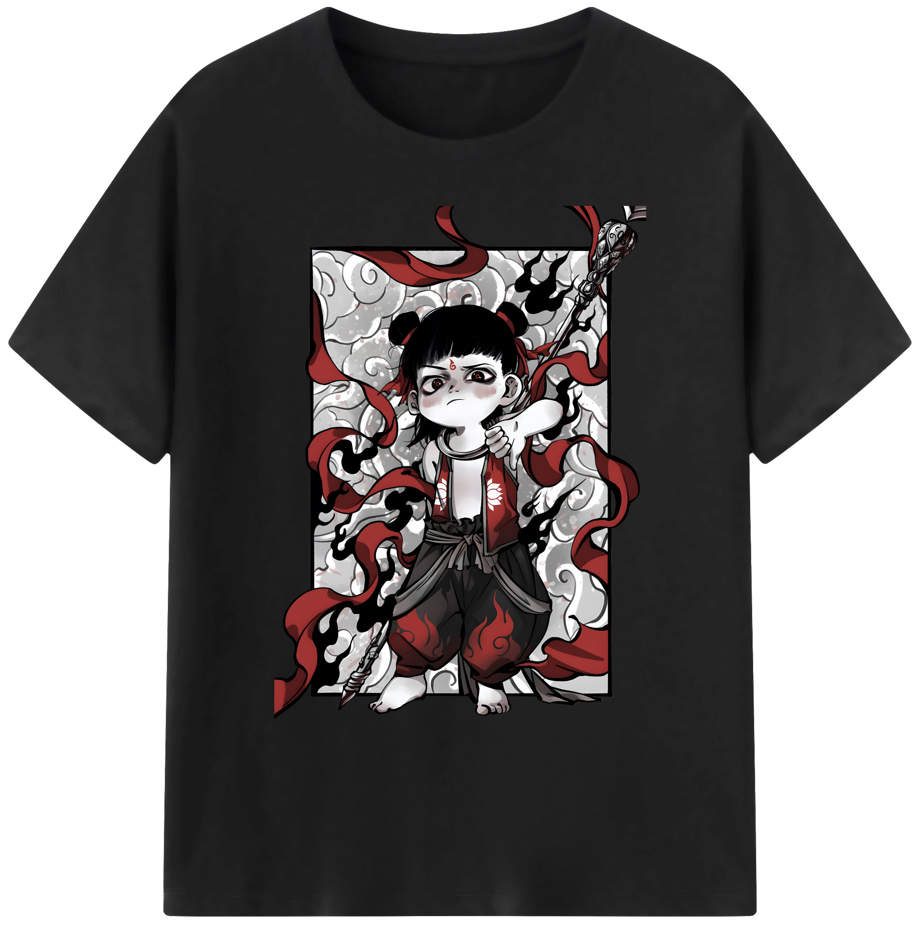 （画像用） Ne Zha 2 ナタ 魔童の大暴れ 綿100％ メンズ半袖Tシャツ｜肌触りやわらか＆通気性