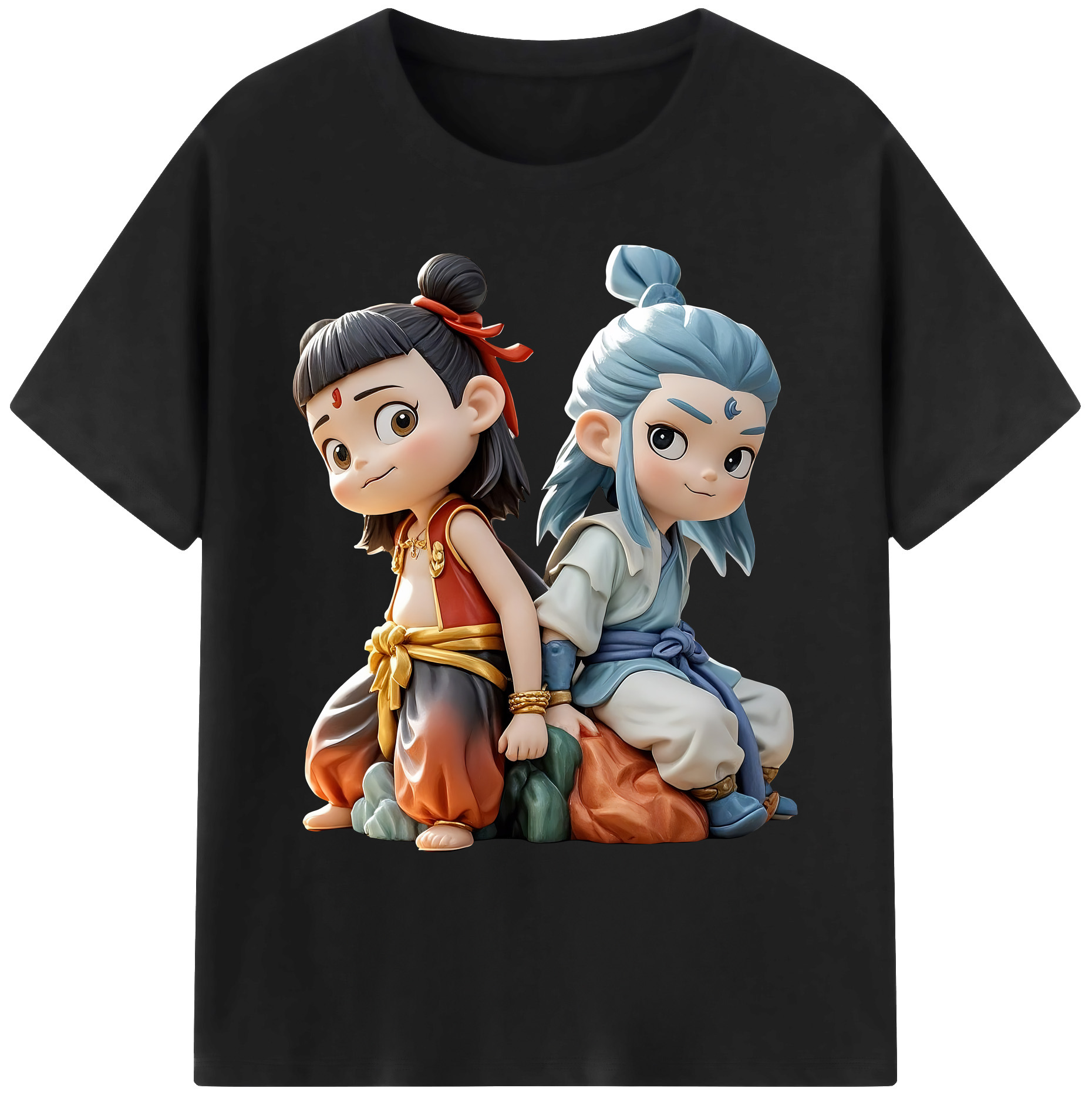（画像用） Ne Zha 2 ナタ 魔童の大暴れ 綿100％ メンズ半袖Tシャツ｜肌触りやわらか＆通気性