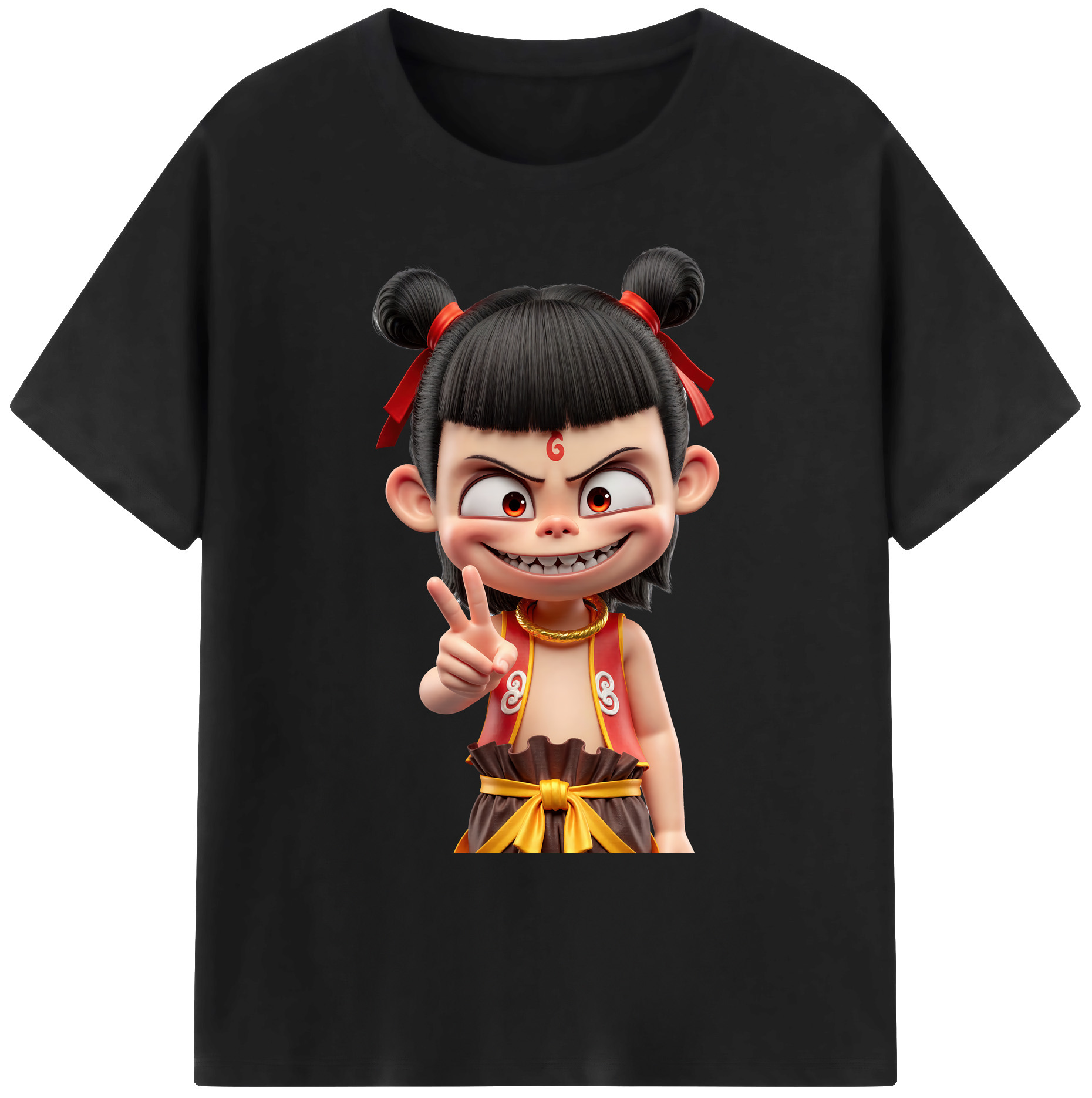 （画像用） Ne Zha 2 ナタ 魔童の大暴れ 綿100％ メンズ半袖Tシャツ｜肌触りやわらか＆通気性