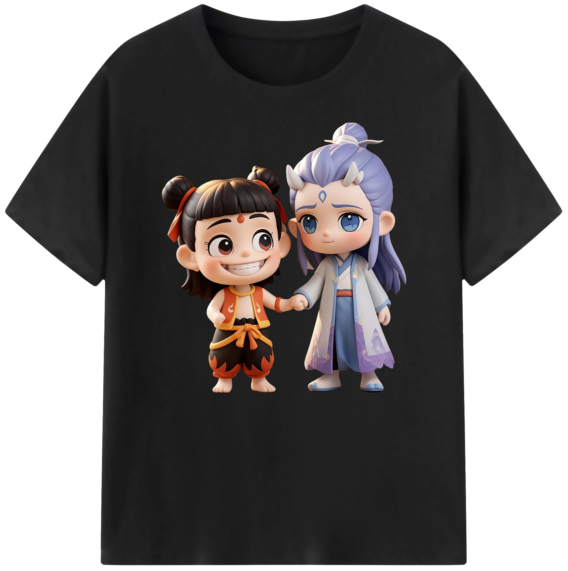 （画像用） Ne Zha 2 ナタ 魔童の大暴れ 綿100％ メンズ半袖Tシャツ｜肌触りやわらか＆通気性