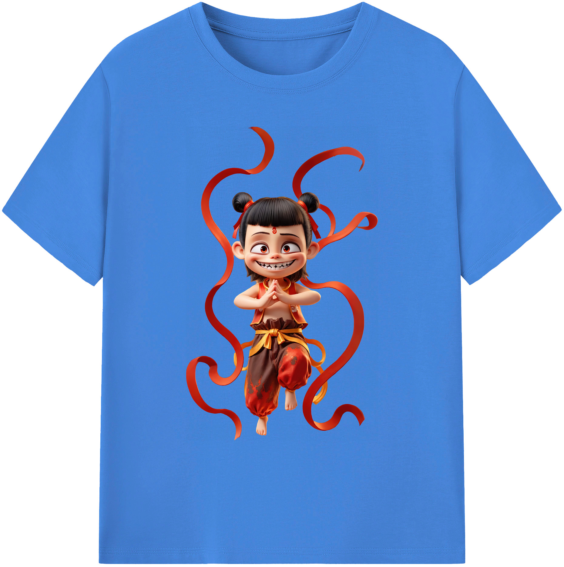 （画像用） Ne Zha 2 ナタ 魔童の大暴れ 綿100％ メンズ半袖Tシャツ｜肌触りやわらか＆通気性