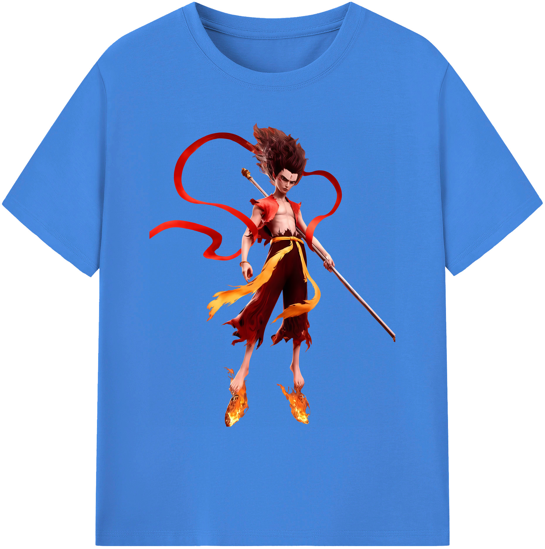 （画像用） Ne Zha 2 ナタ 魔童の大暴れ 綿100％ メンズ半袖Tシャツ｜肌触りやわらか＆通気性