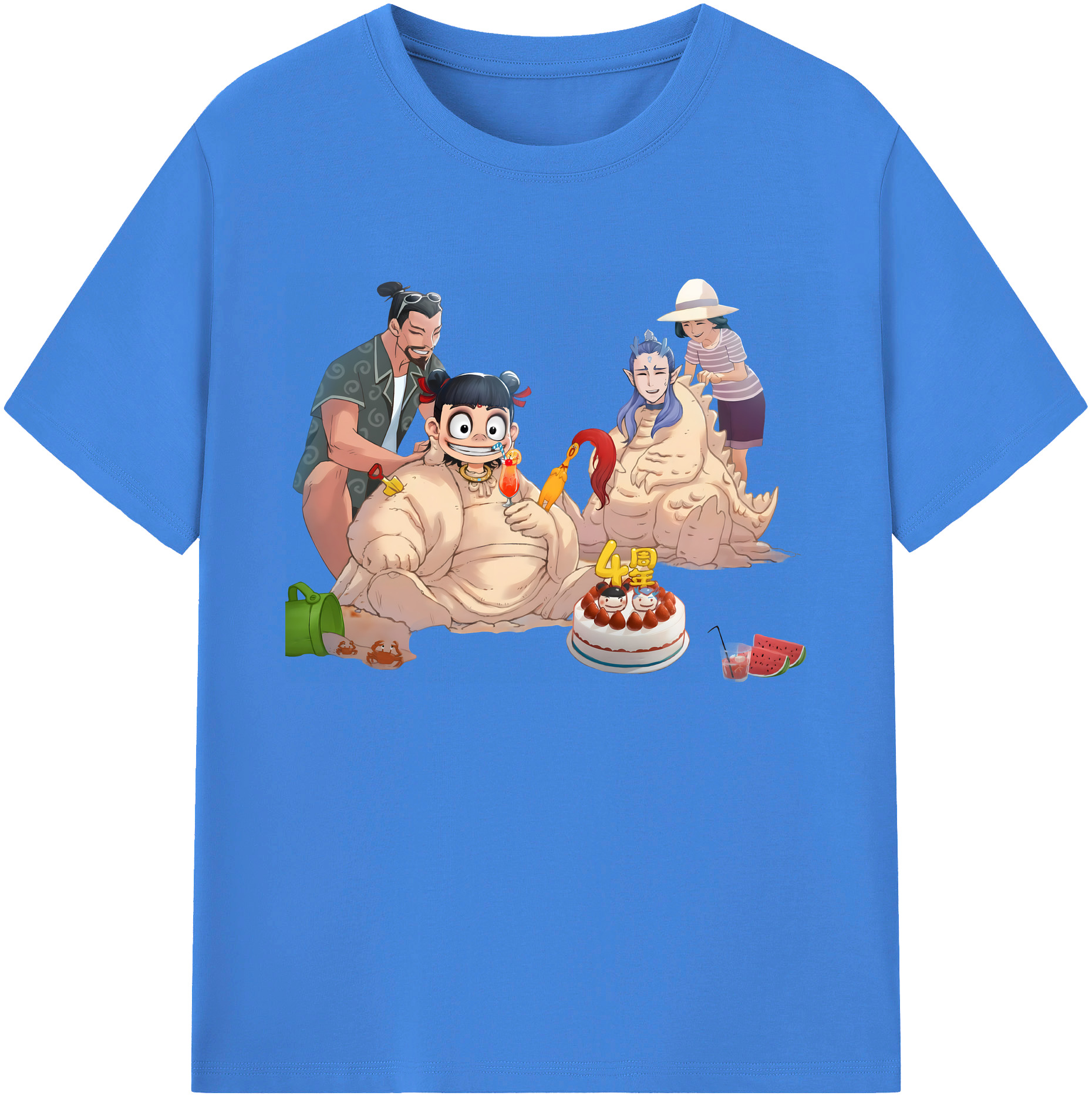 （画像用） Ne Zha 2 ナタ 魔童の大暴れ 綿100％ メンズ半袖Tシャツ｜肌触りやわらか＆通気性