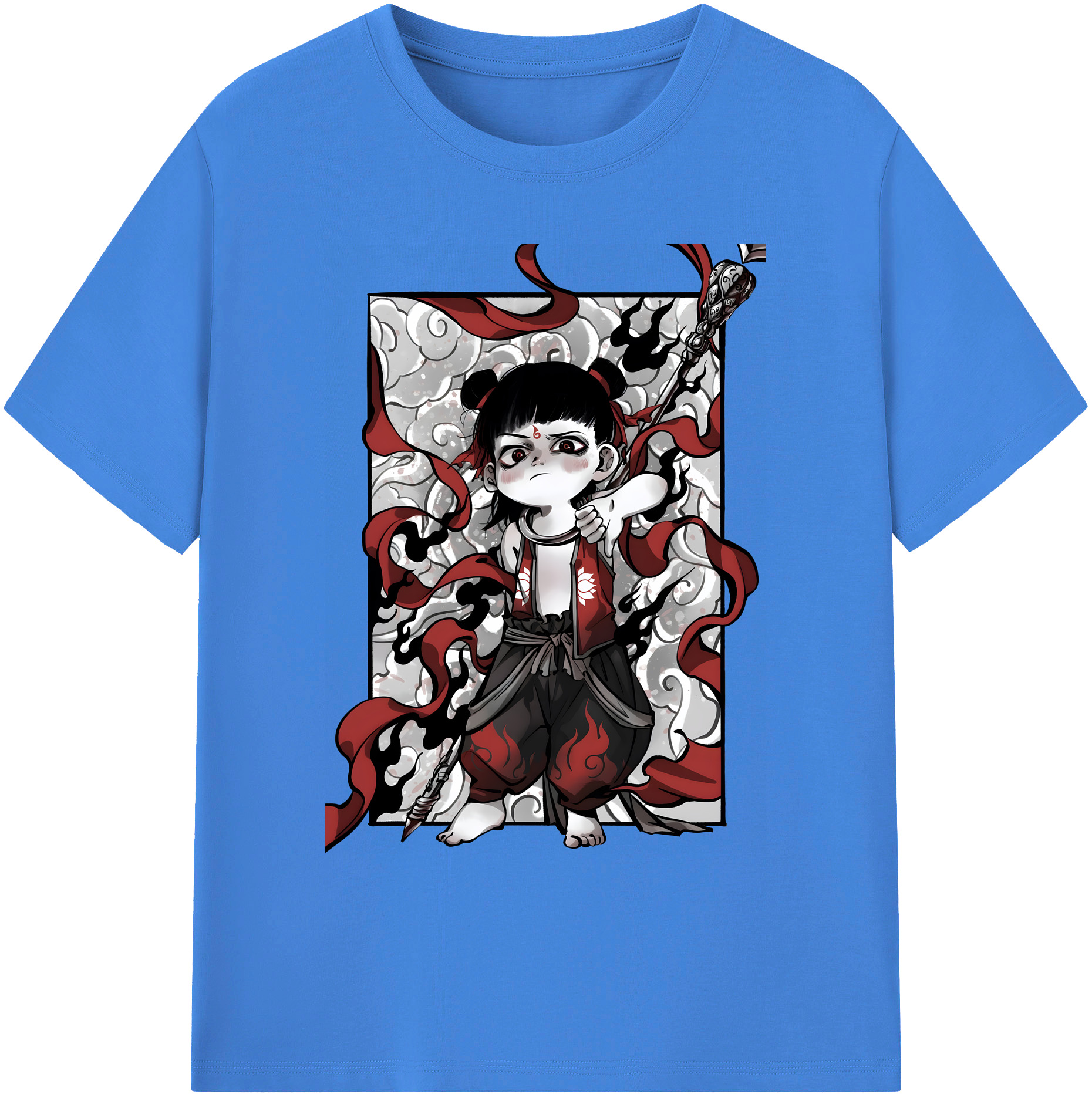 （画像用） Ne Zha 2 ナタ 魔童の大暴れ 綿100％ メンズ半袖Tシャツ｜肌触りやわらか＆通気性