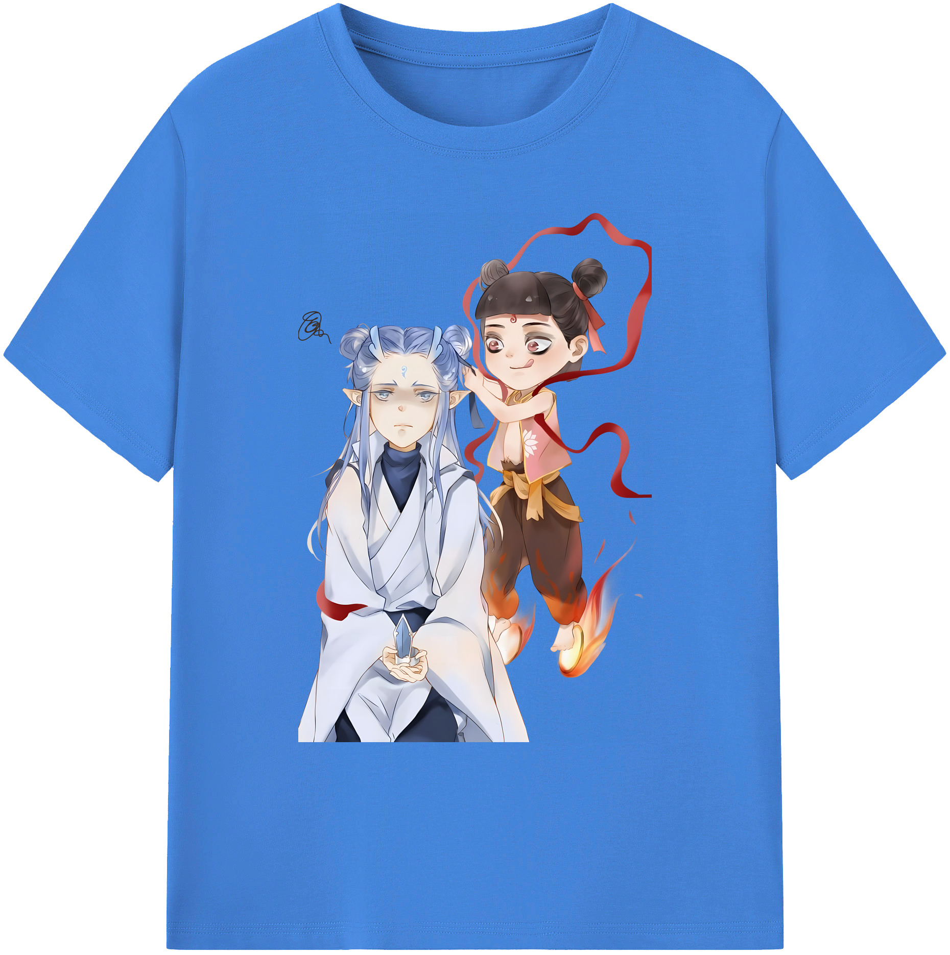 （画像用） Ne Zha 2 ナタ 魔童の大暴れ 綿100％ メンズ半袖Tシャツ｜肌触りやわらか＆通気性
