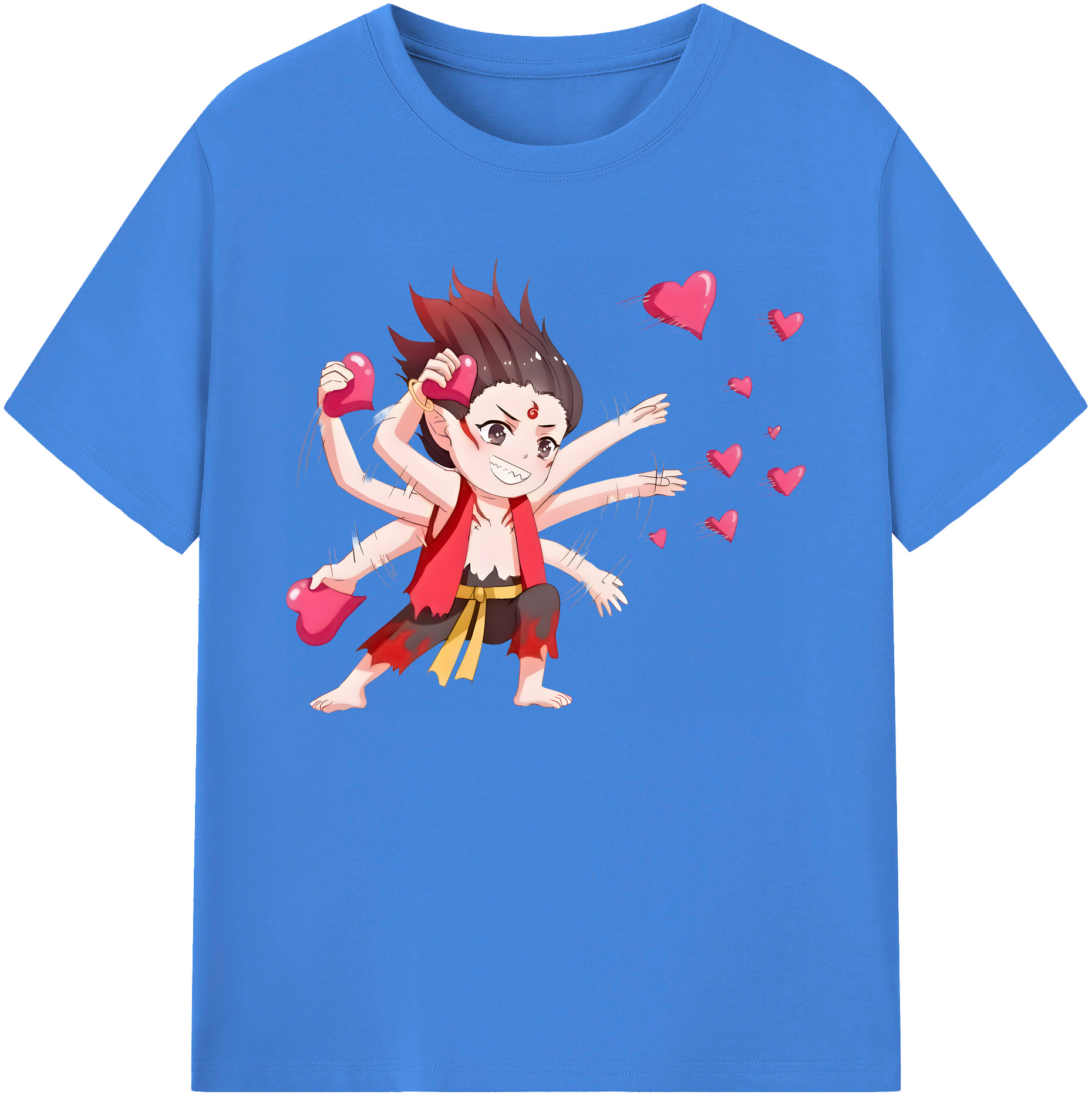 （画像用） Ne Zha 2 ナタ 魔童の大暴れ 綿100％ メンズ半袖Tシャツ｜肌触りやわらか＆通気性