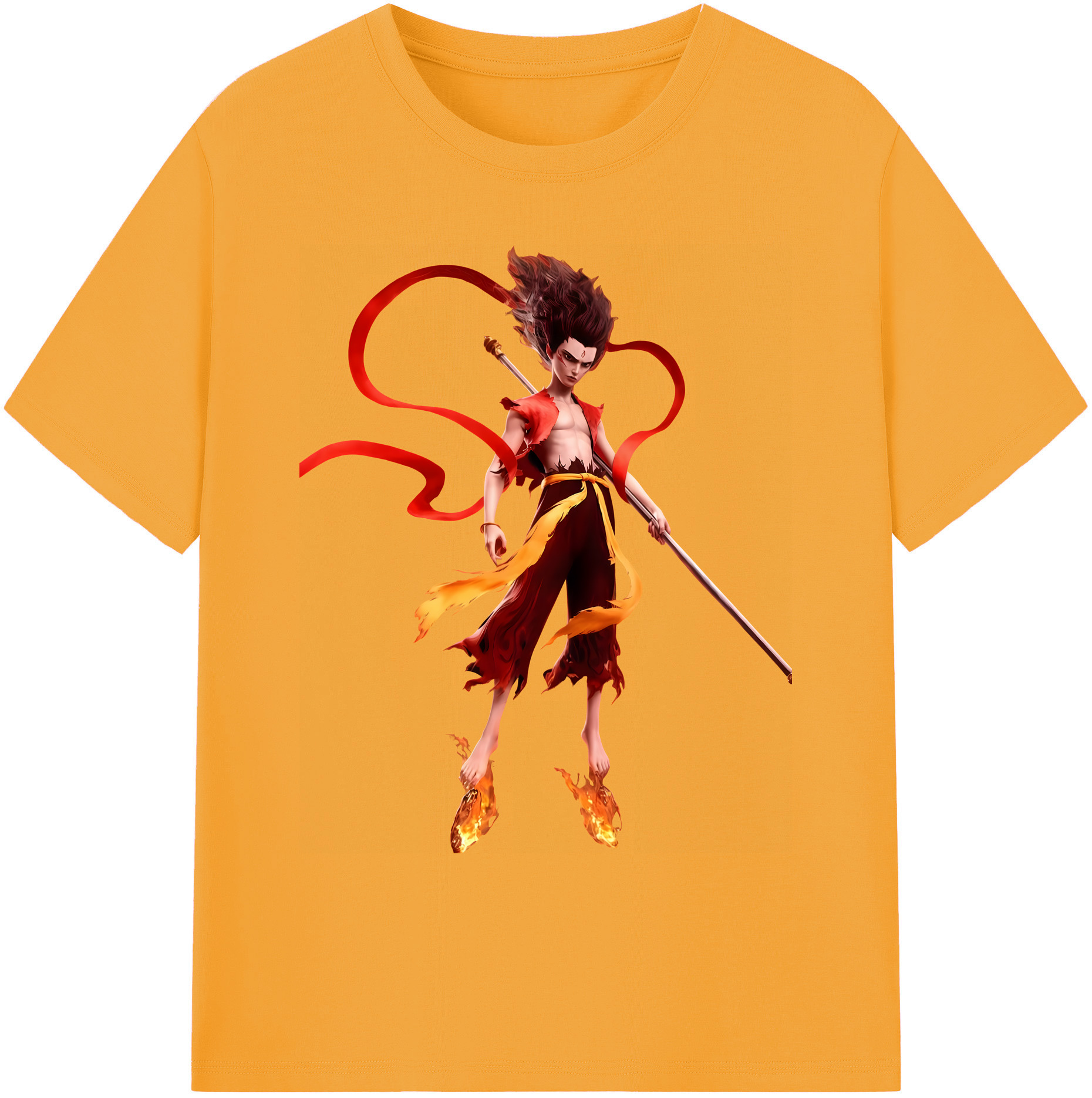 （画像用） Ne Zha 2 ナタ 魔童の大暴れ 綿100％ メンズ半袖Tシャツ｜肌触りやわらか＆通気性