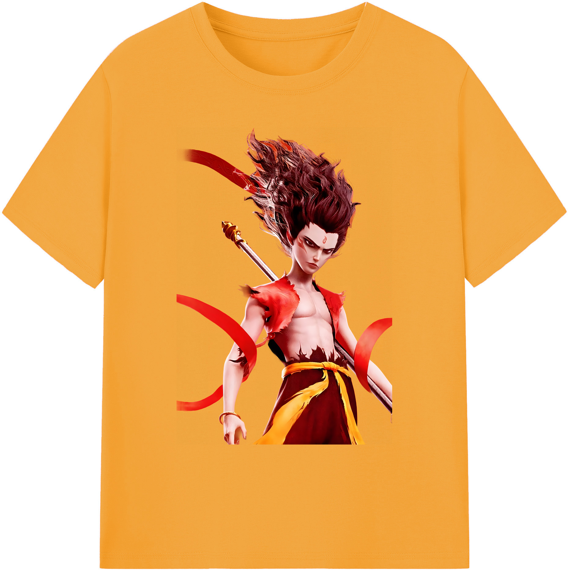 （画像用） Ne Zha 2 ナタ 魔童の大暴れ 綿100％ メンズ半袖Tシャツ｜肌触りやわらか＆通気性