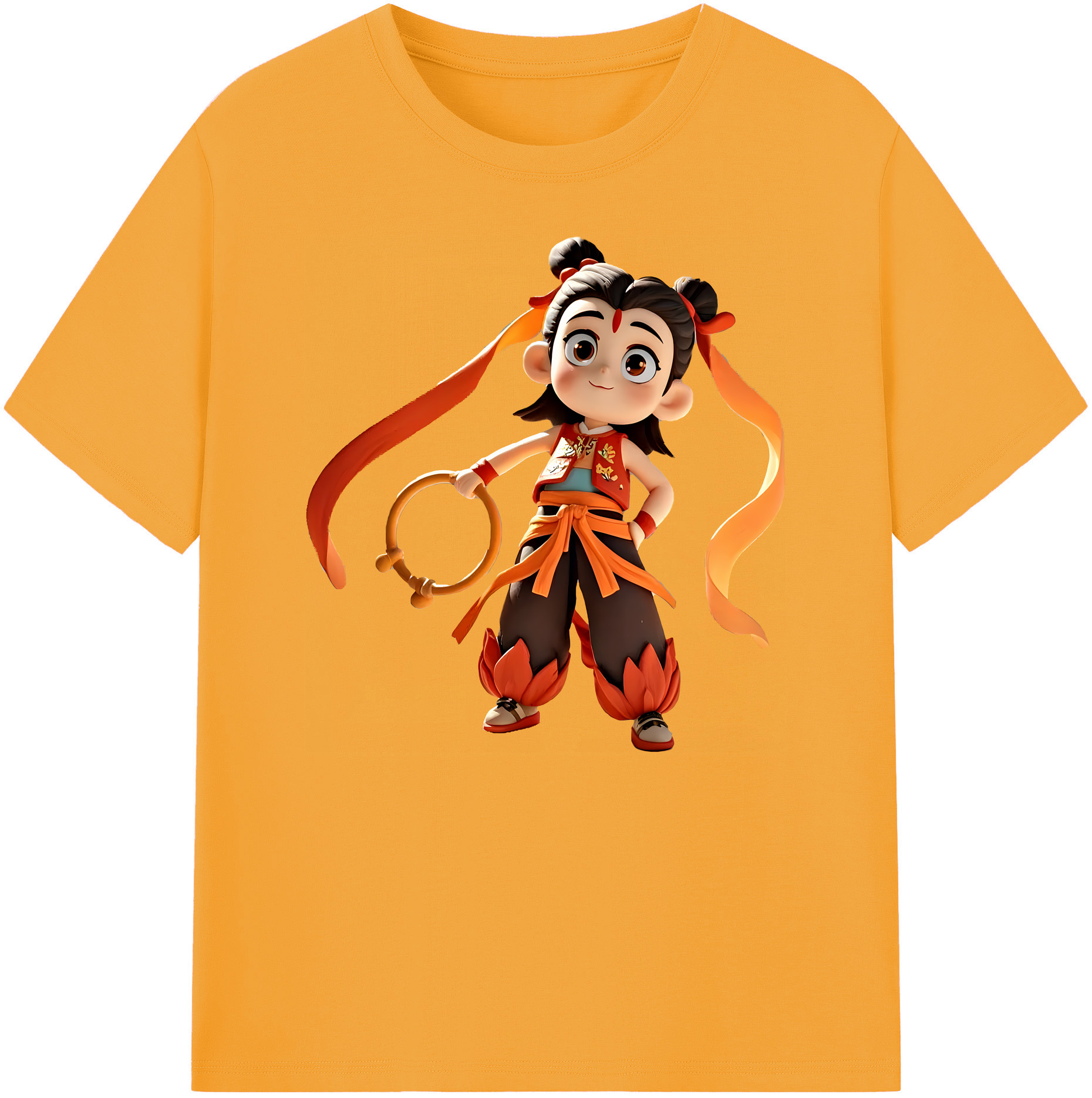 （画像用） Ne Zha 2 ナタ 魔童の大暴れ 綿100％ メンズ半袖Tシャツ｜肌触りやわらか＆通気性