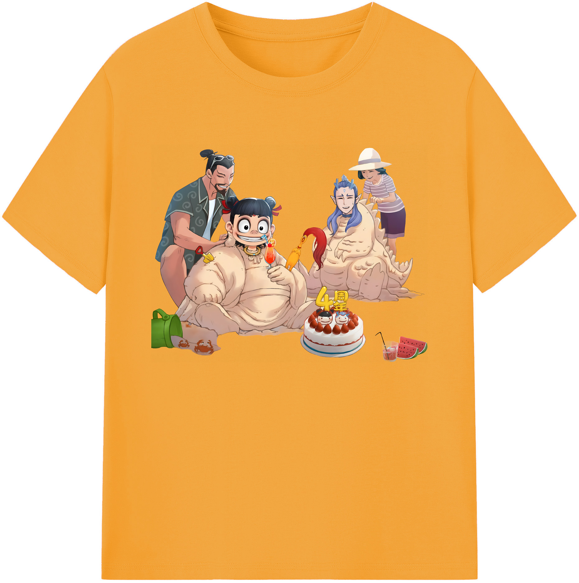 （画像用） Ne Zha 2 ナタ 魔童の大暴れ 綿100％ メンズ半袖Tシャツ｜肌触りやわらか＆通気性