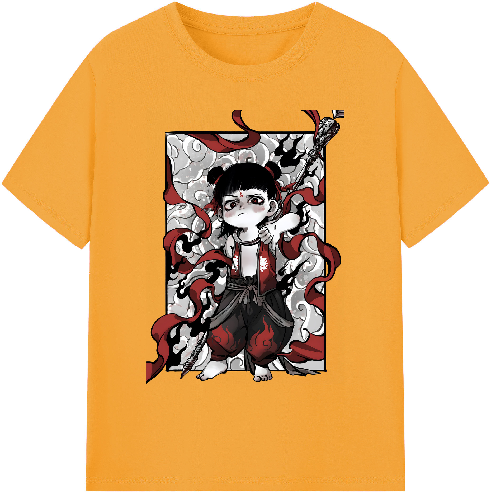 （画像用） Ne Zha 2 ナタ 魔童の大暴れ 綿100％ メンズ半袖Tシャツ｜肌触りやわらか＆通気性