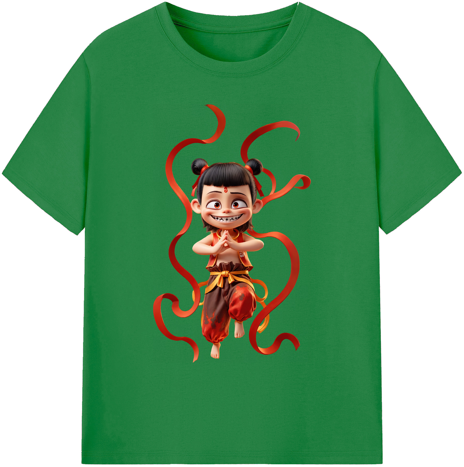 （画像用） Ne Zha 2 ナタ 魔童の大暴れ 綿100％ メンズ半袖Tシャツ｜肌触りやわらか＆通気性