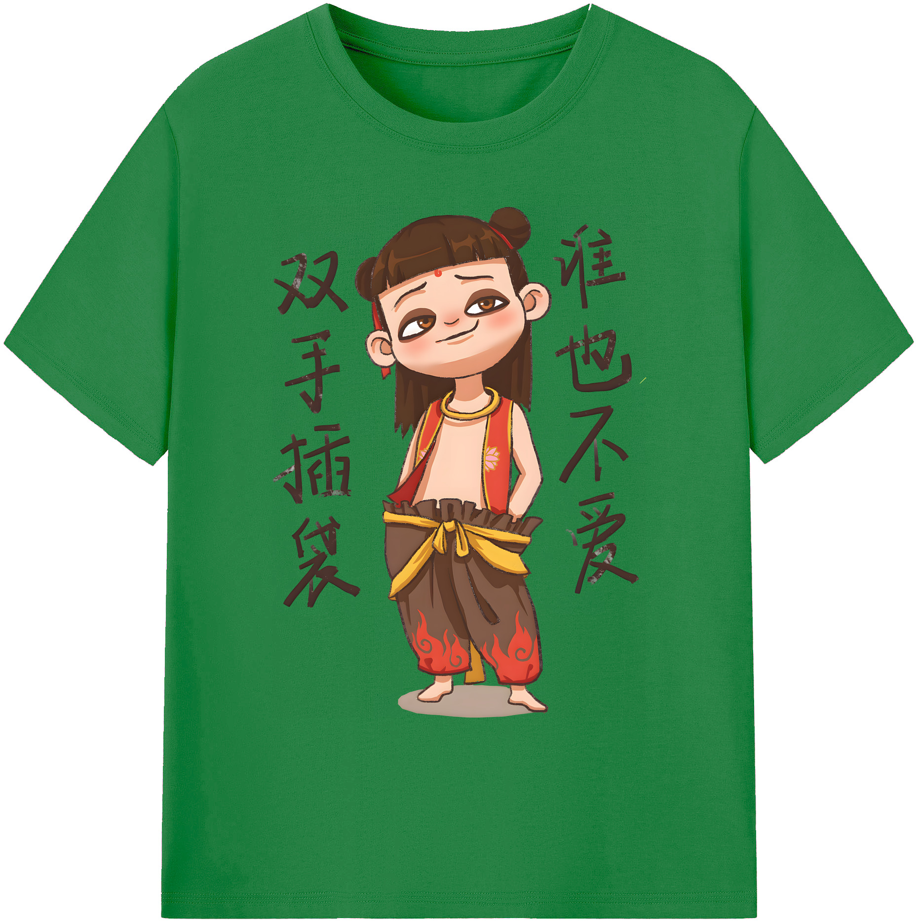 （画像用） Ne Zha 2 ナタ 魔童の大暴れ 綿100％ メンズ半袖Tシャツ｜肌触りやわらか＆通気性