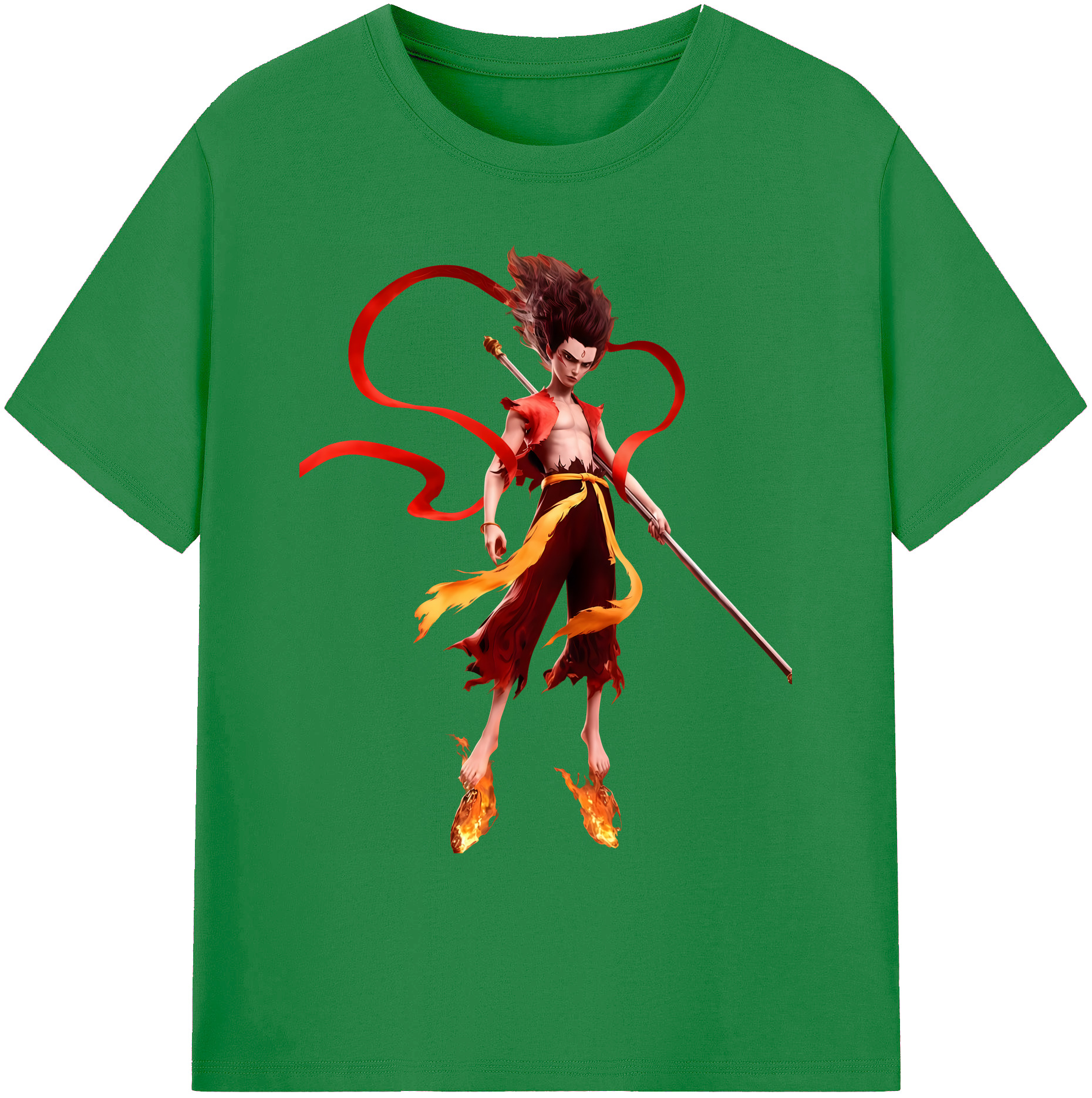 （画像用） Ne Zha 2 ナタ 魔童の大暴れ 綿100％ メンズ半袖Tシャツ｜肌触りやわらか＆通気性
