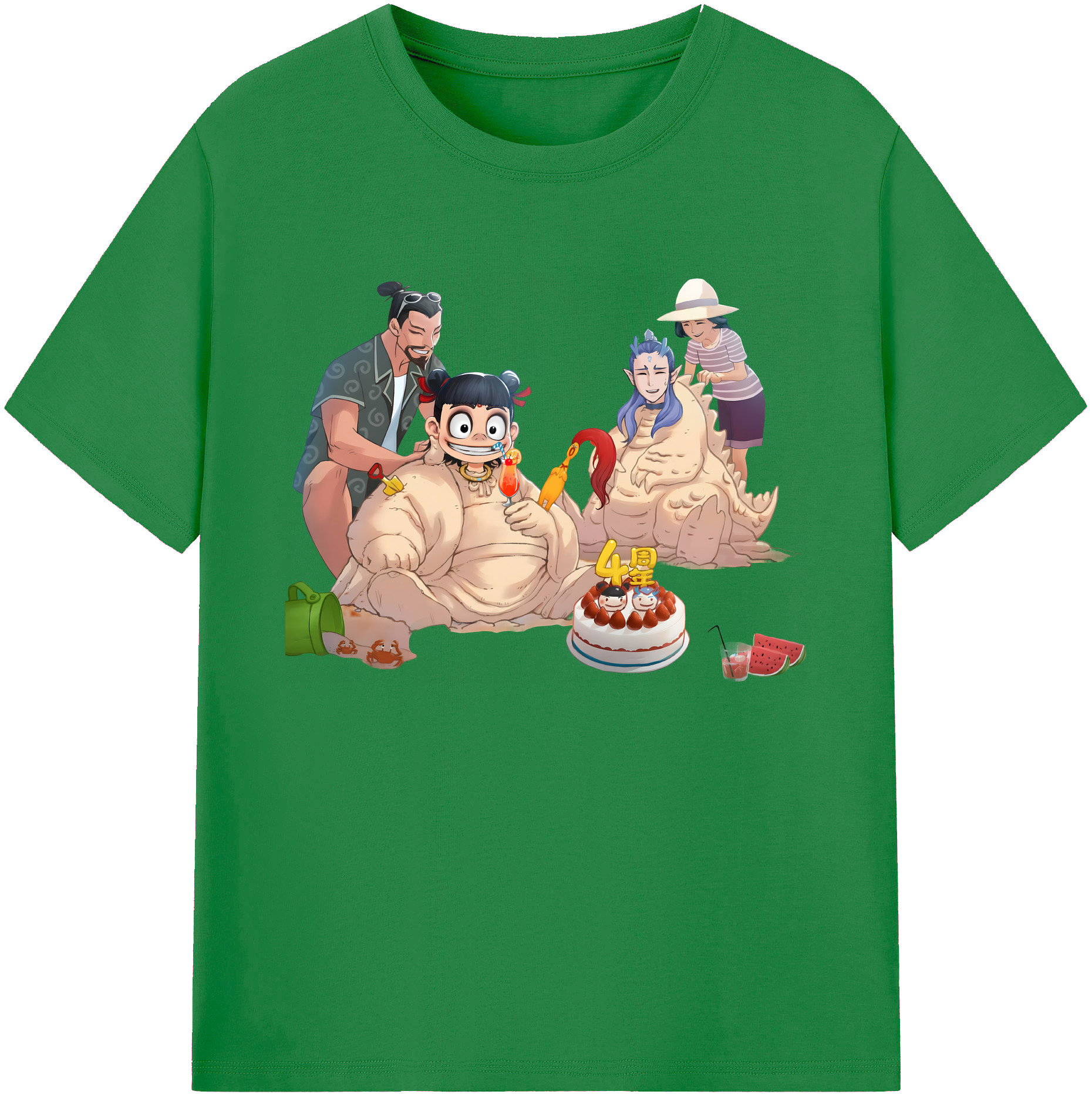 （画像用） Ne Zha 2 ナタ 魔童の大暴れ 綿100％ メンズ半袖Tシャツ｜肌触りやわらか＆通気性
