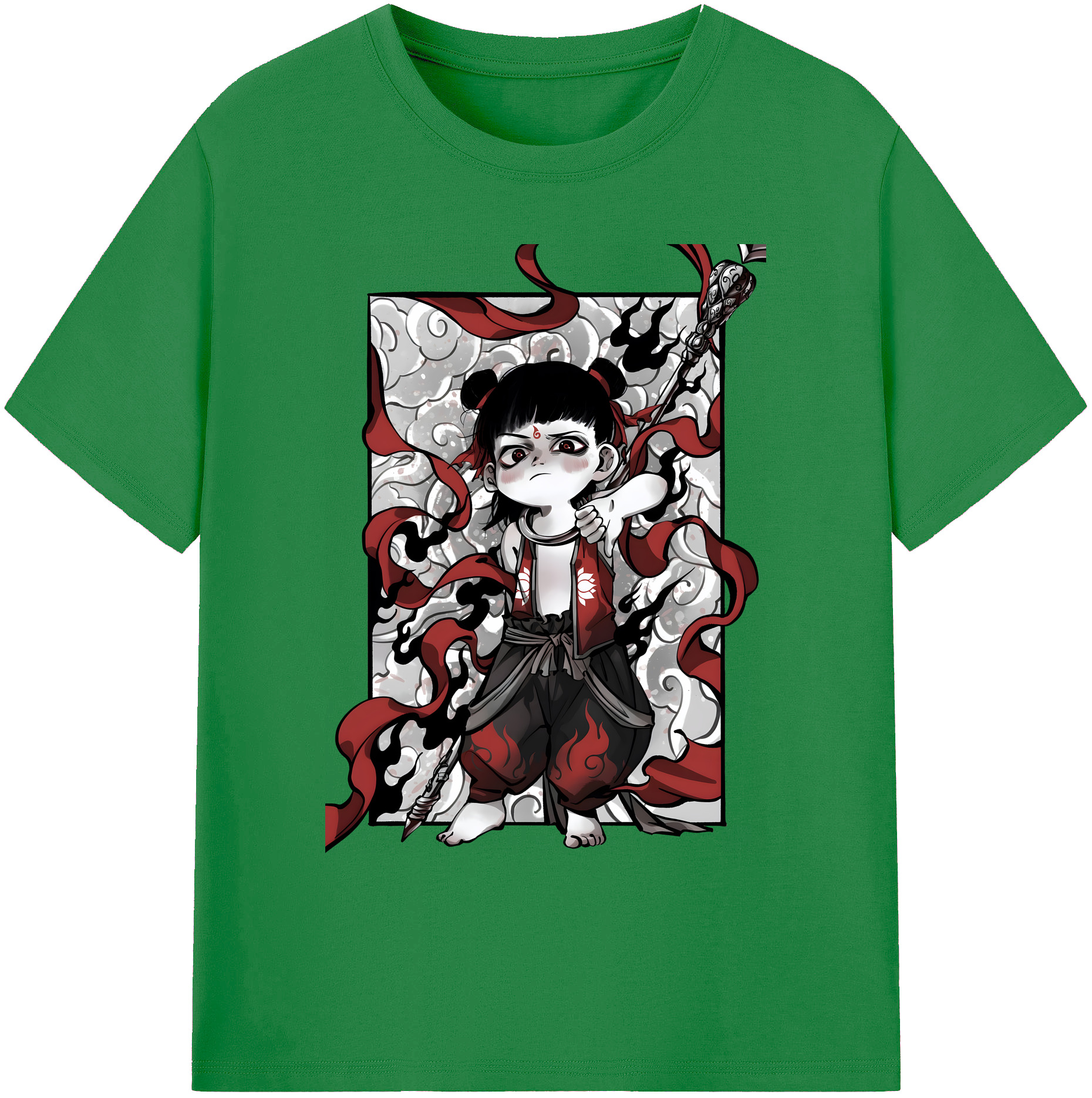 （画像用） Ne Zha 2 ナタ 魔童の大暴れ 綿100％ メンズ半袖Tシャツ｜肌触りやわらか＆通気性