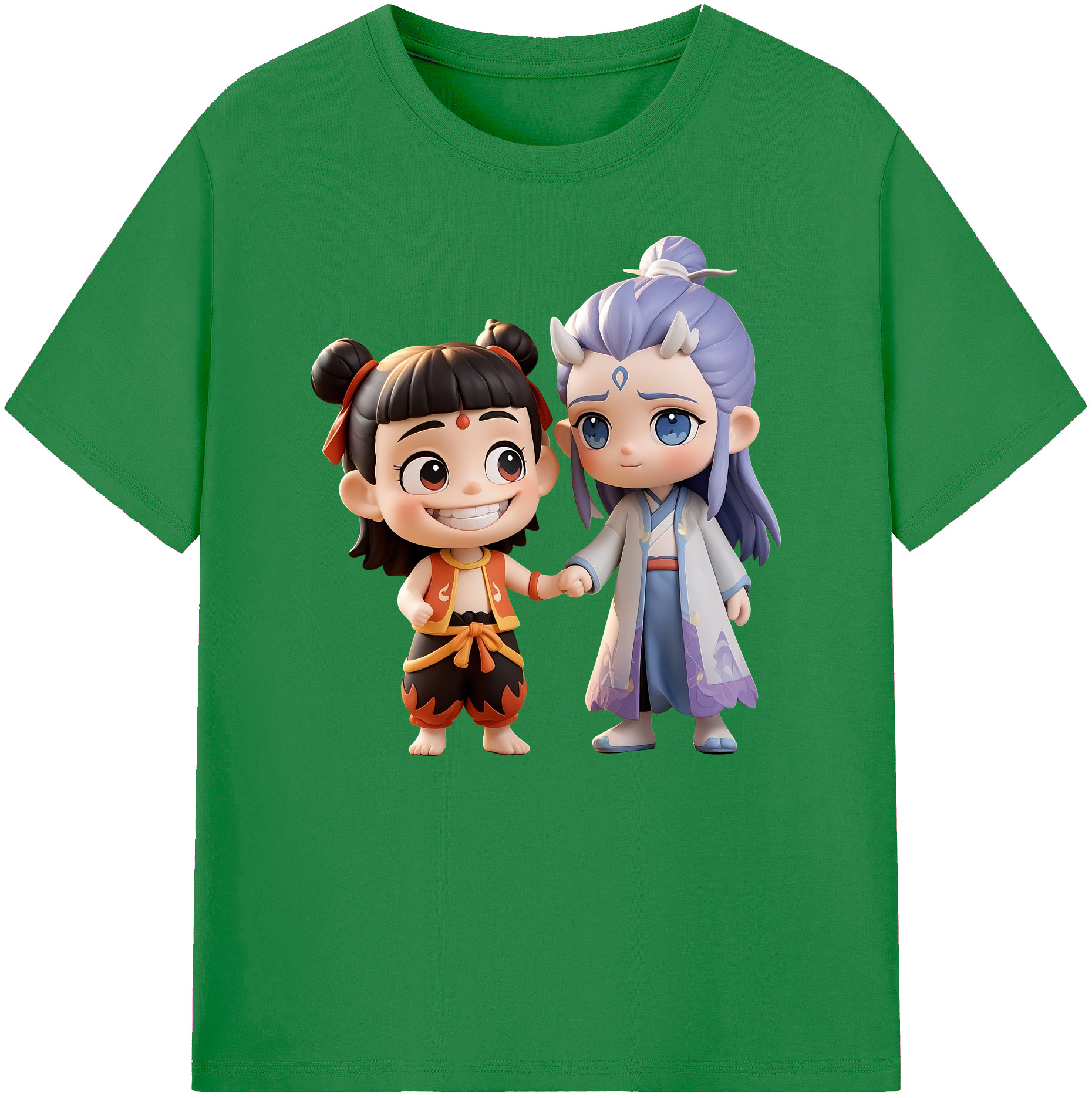 （画像用） Ne Zha 2 ナタ 魔童の大暴れ 綿100％ メンズ半袖Tシャツ｜肌触りやわらか＆通気性
